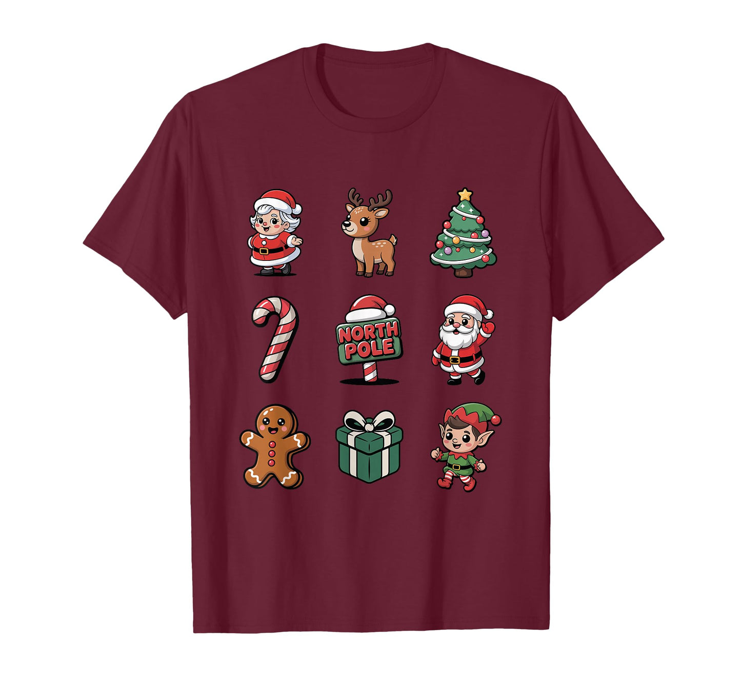 Cute Elf Santa Snowman Gingerbread Reindeer T-Shirt