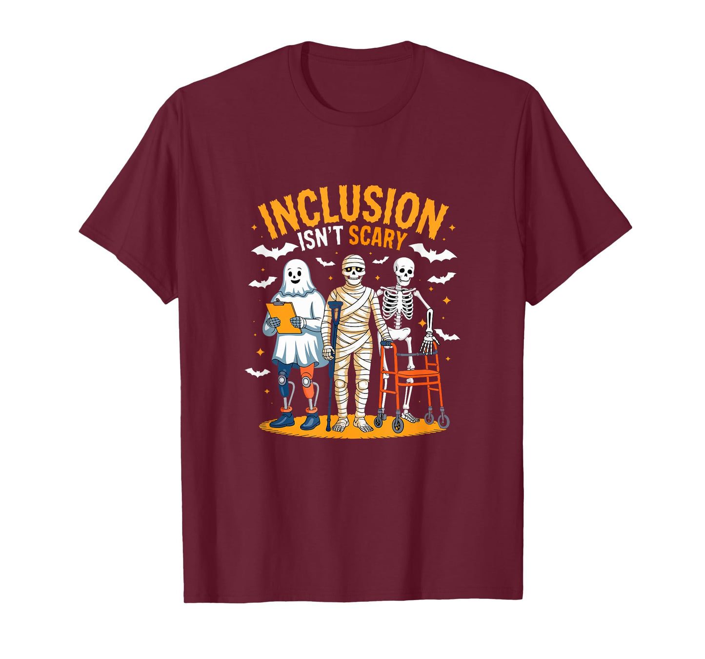 Inclusion Isn't Scary Halloween Boo Skeleton Sped Teacher T-Shirt