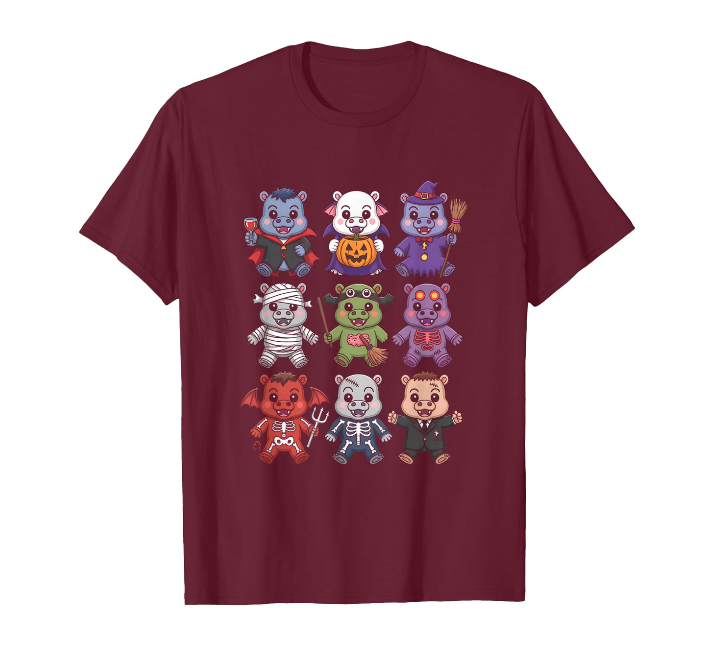 Hippo Ghost Witch Zombie Halloween Costume T-Shirt