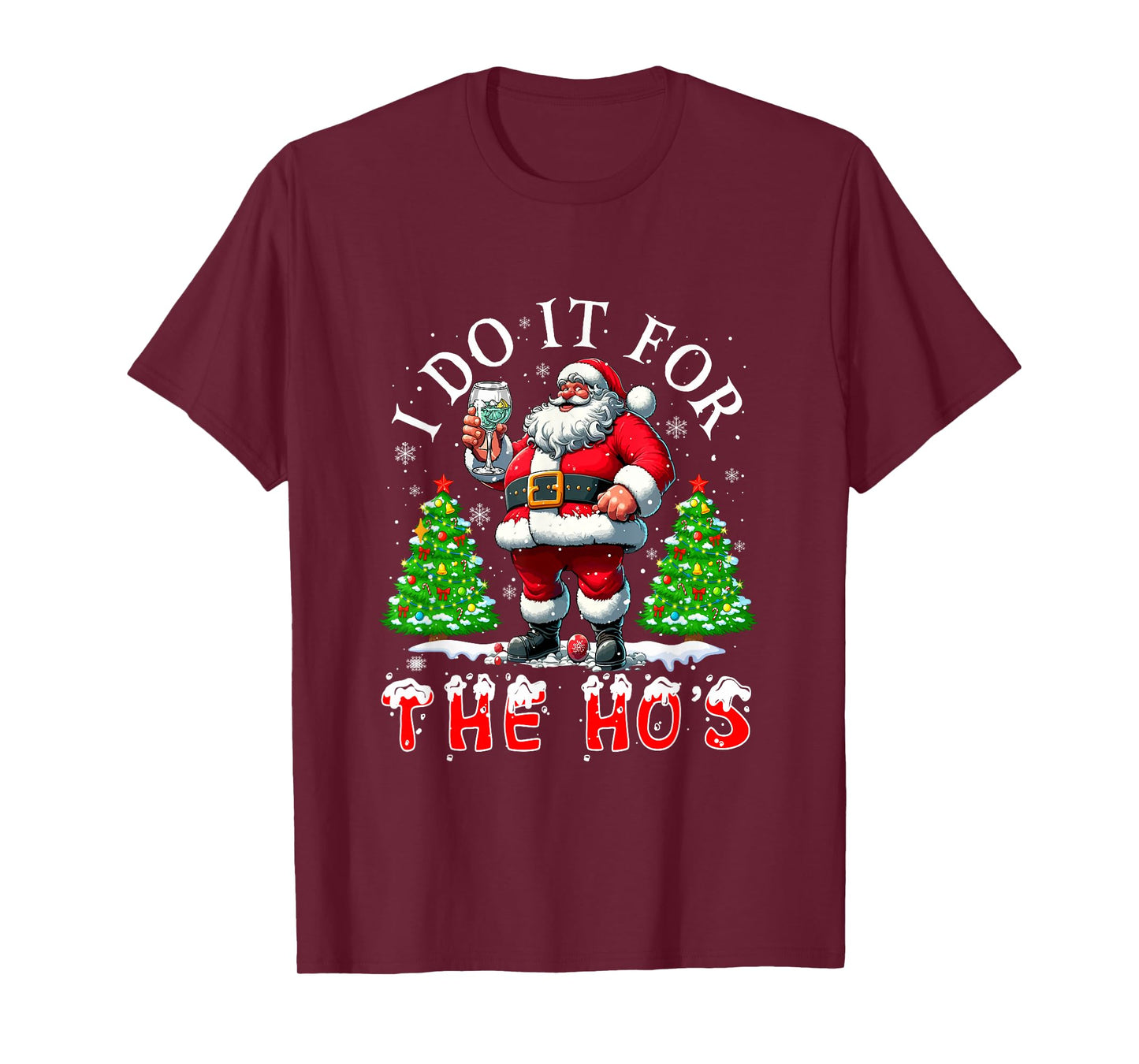 I Do for The Ho's Christmas Funny Joke Santa Drinking Gin T-Shirt