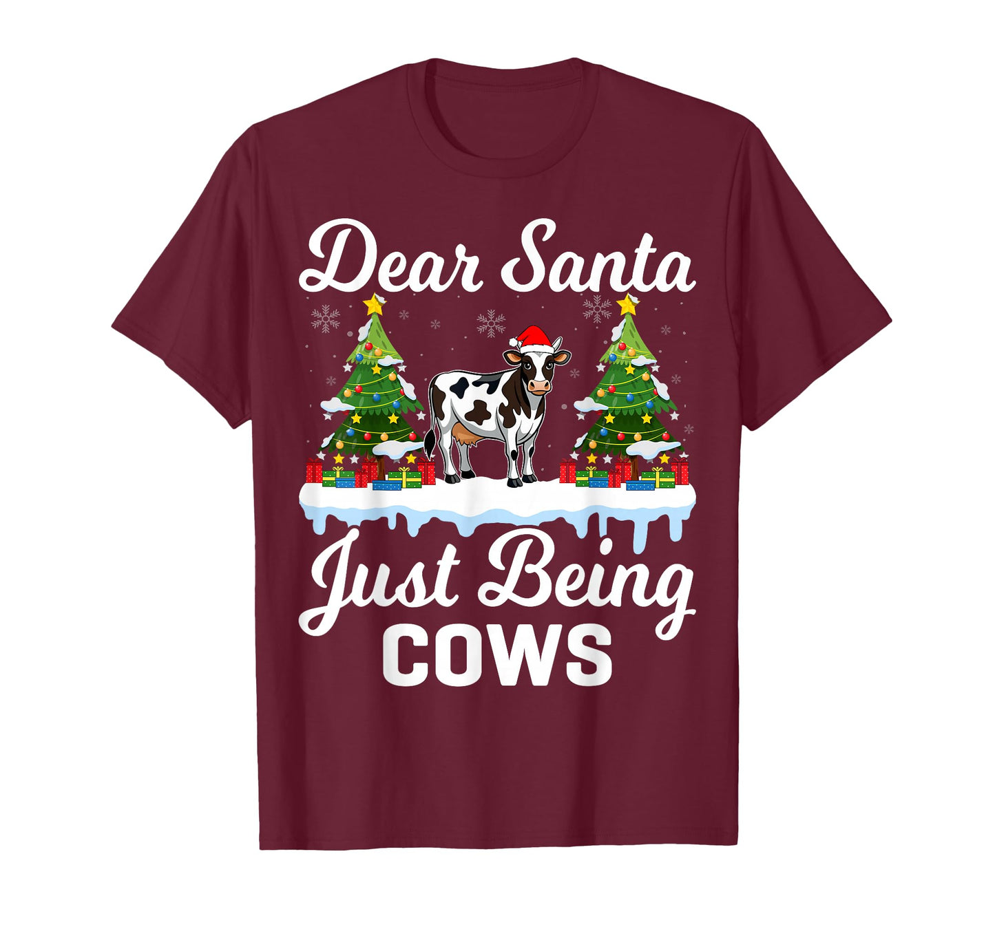 Dear Santa Just Bring Cows - Cow Lover Farmer Christmas T-Shirt