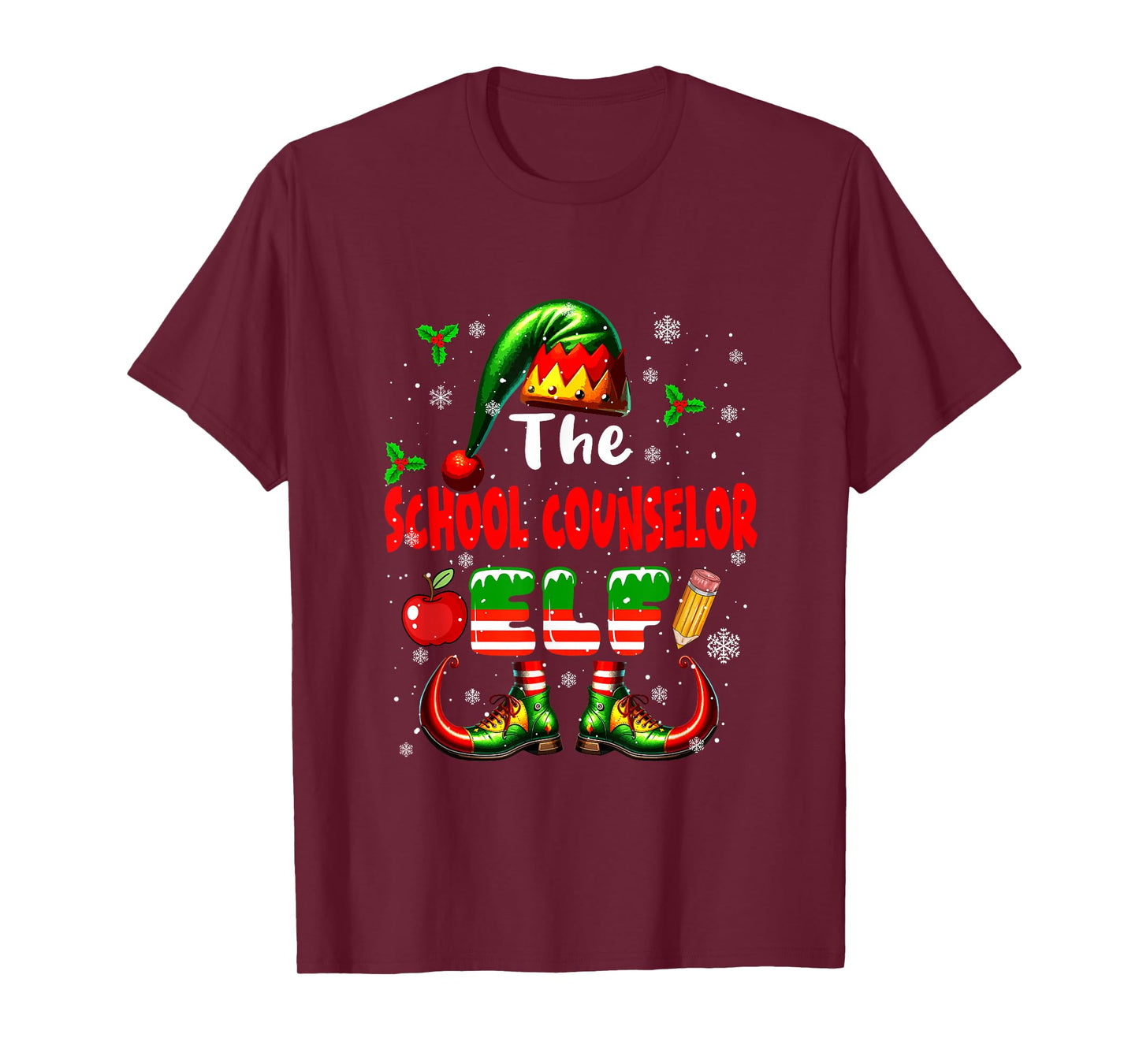 The School Counselor Elf Christmas Job Team Matching Parties T-Shirt