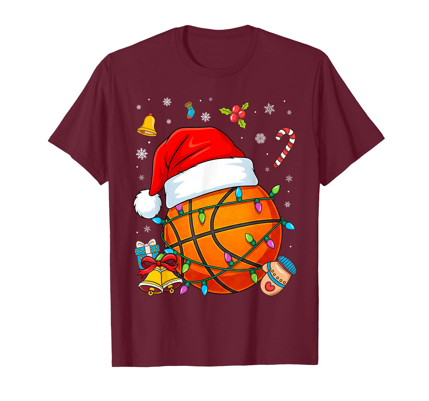 Christmas Basketball Santa Snow T-Shirt