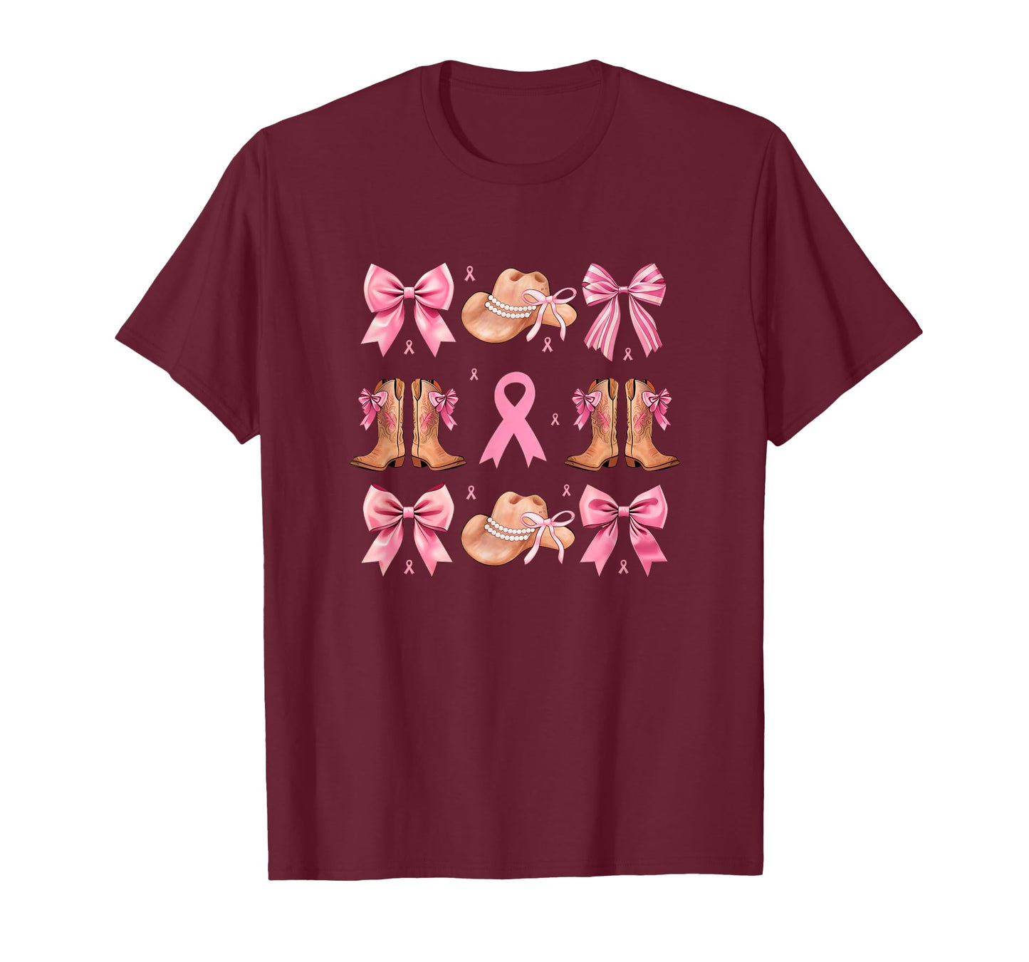 Cowgirl Boots, Pink Bow Western Tee, Country Concert Breast T-Shirt