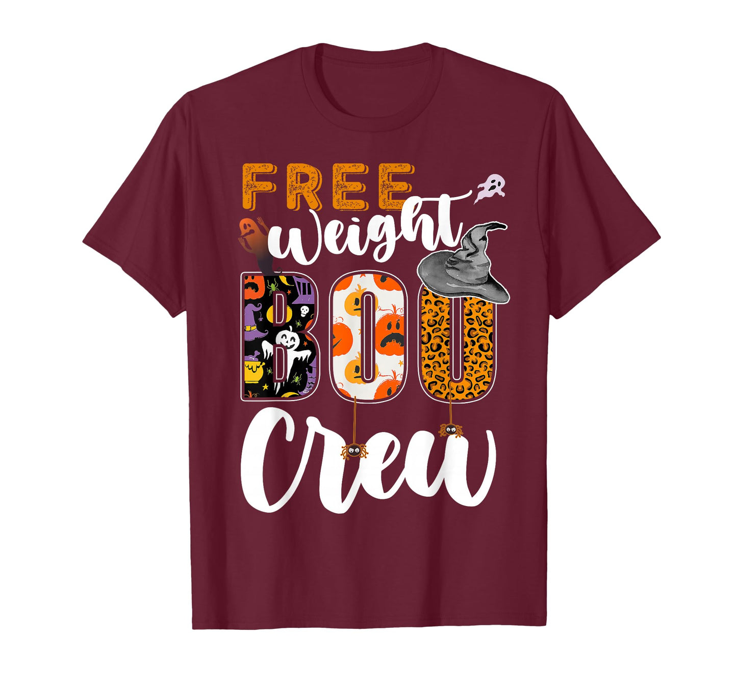 Free Weights Boo Crew Halloween Matching Lifting T-Shirt