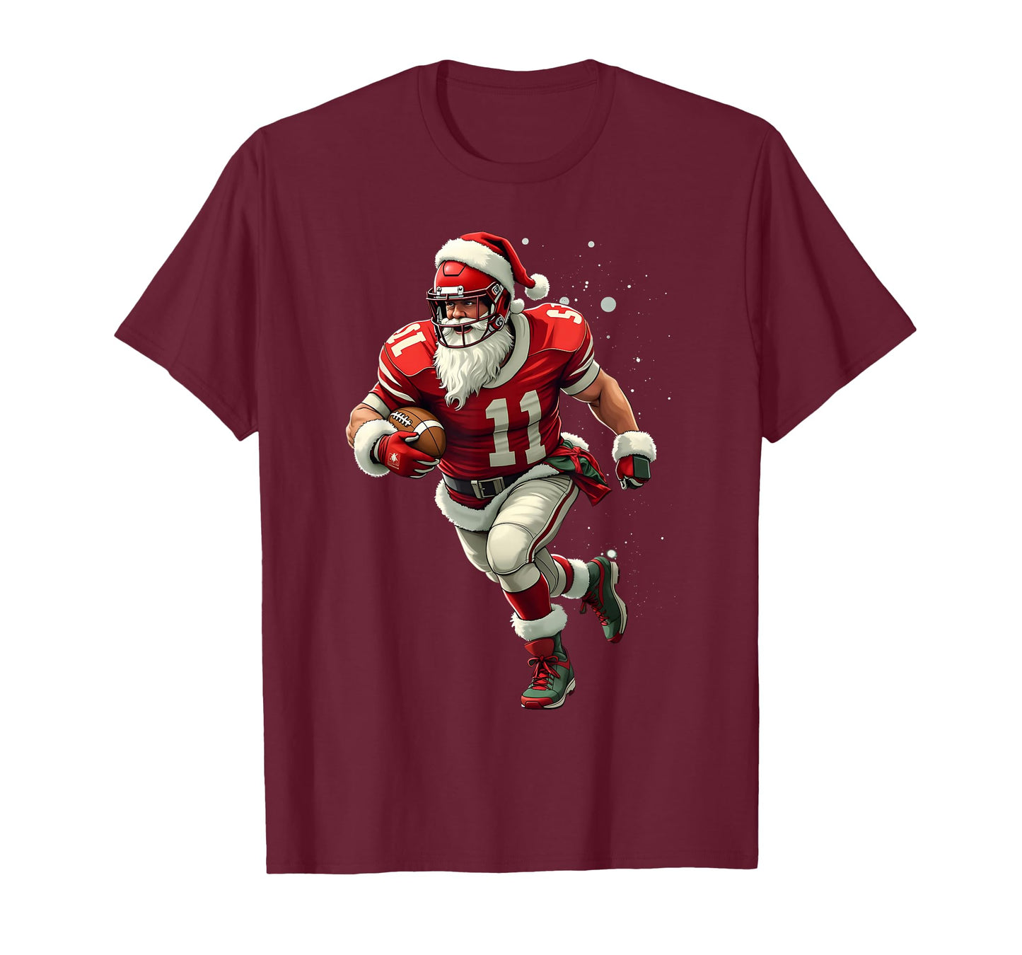 Santa Sports Christmas Football Player For Men Boys T-Shirt