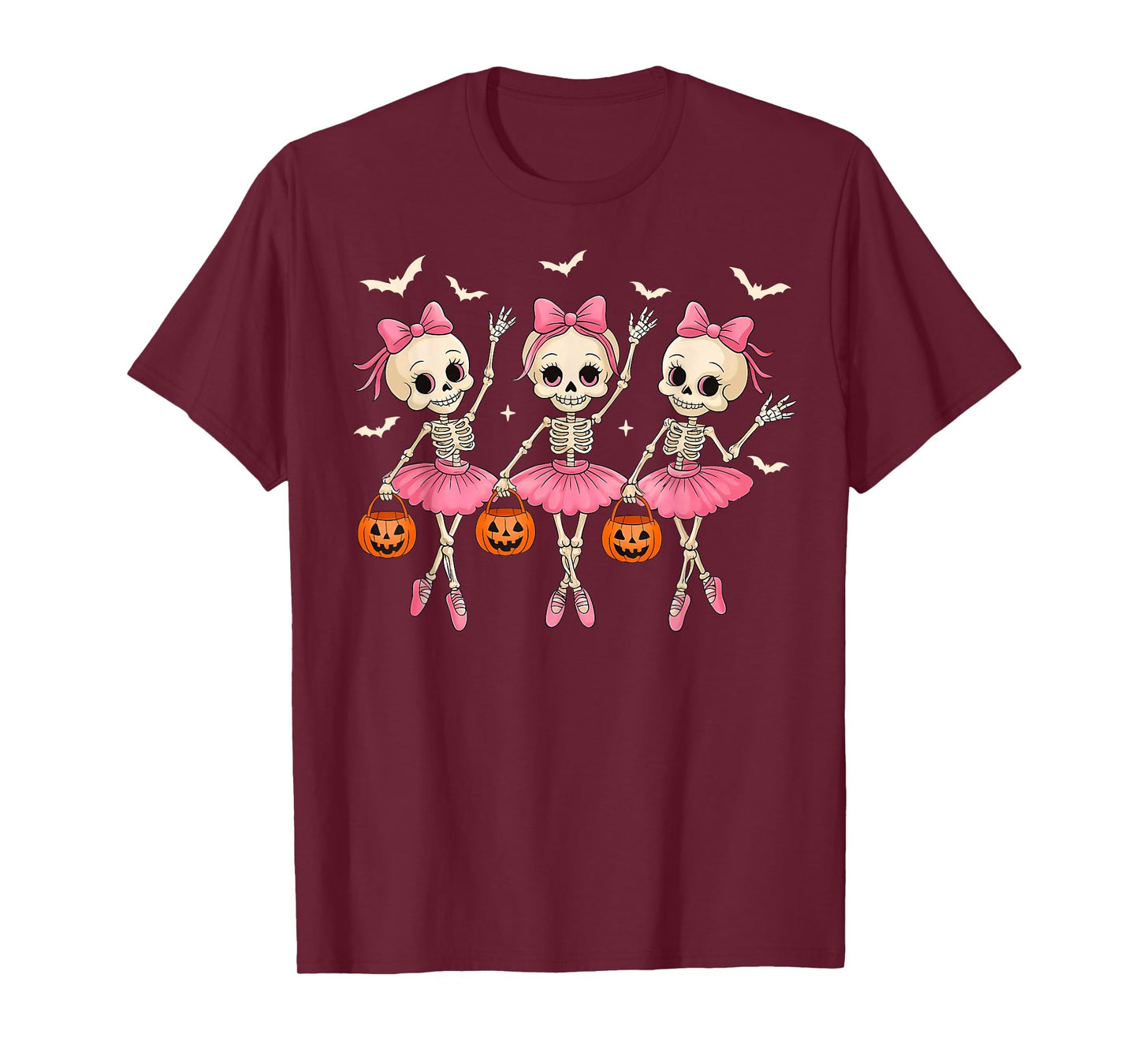 Cute Ballet Dancing Skeleton Halloween Girls Kids Toddlers T-Shirt