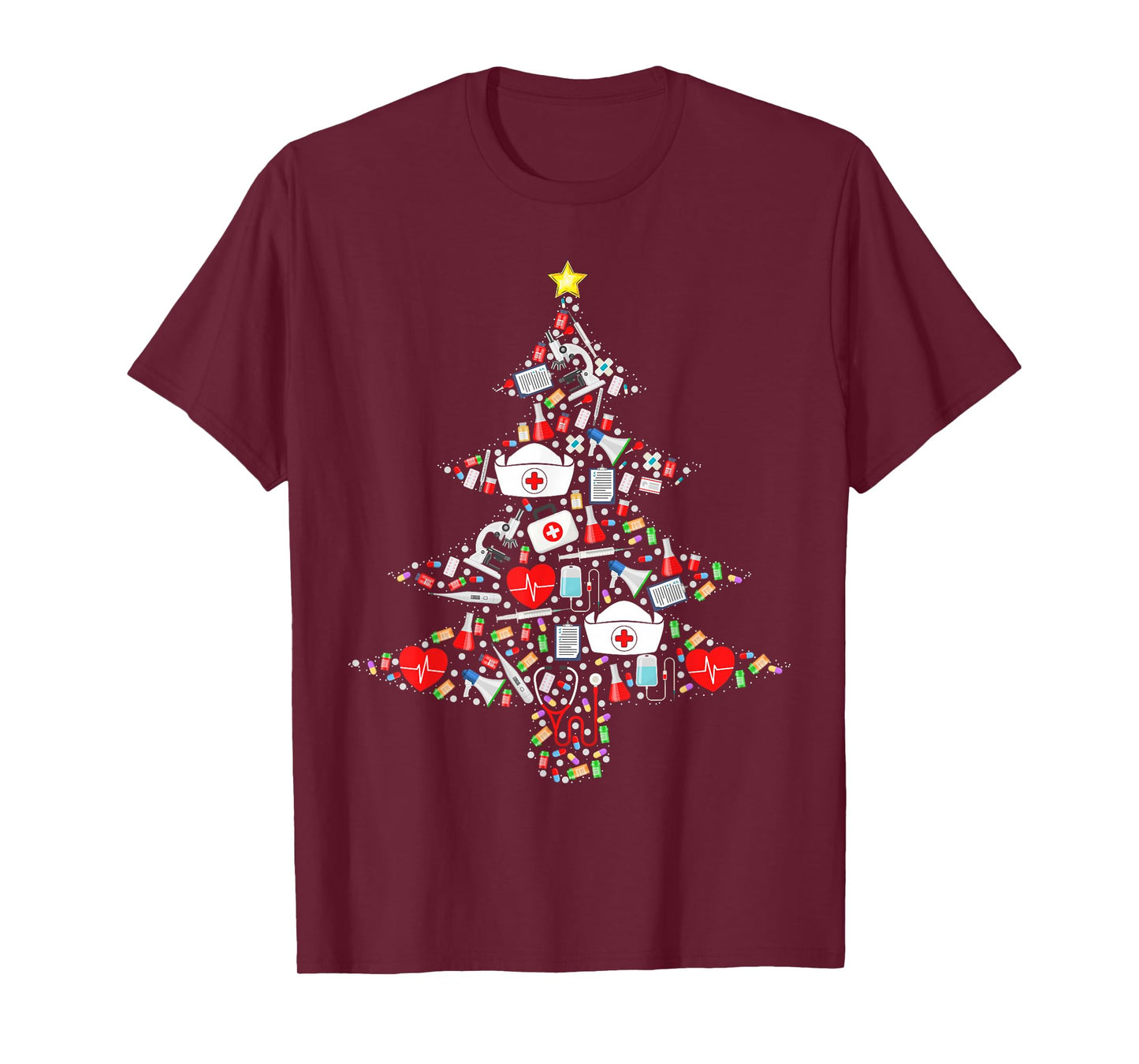 Nurse Medical Tools Xmas Tree Pajamas Santa Nurse Christmas T-Shirt