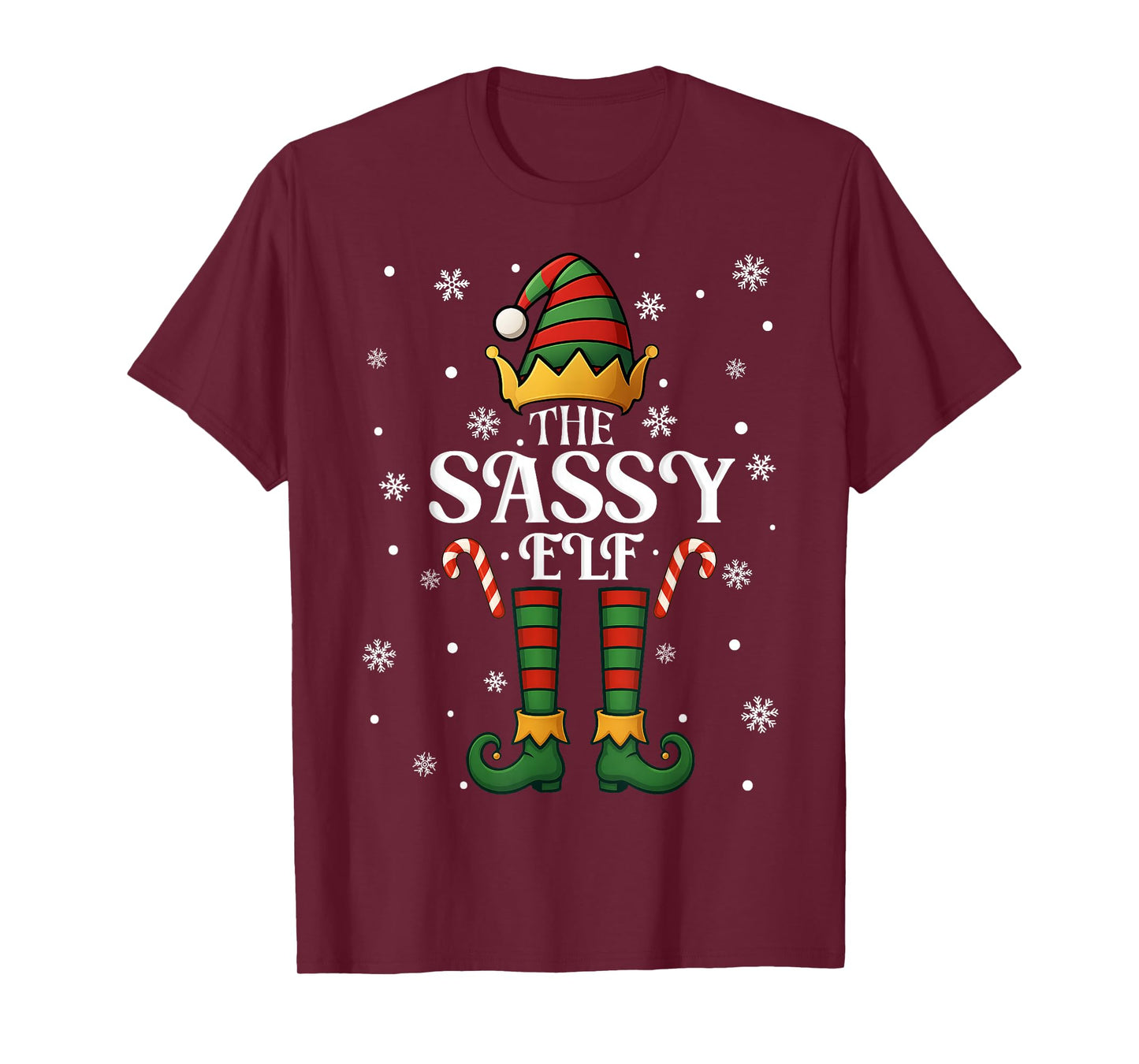 Christmas Family Matching Women Girls Mom The Sassy Elf Xmas T-Shirt