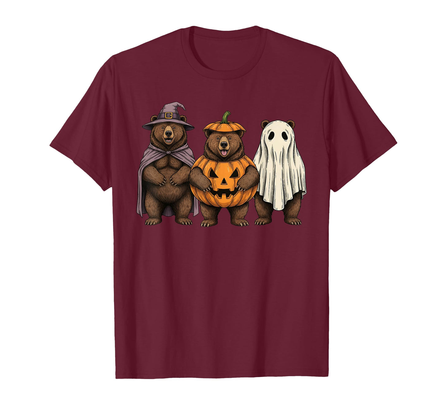 Spooky Ghost Grizzly Bear Lover Pumpkin Halloween T-Shirt
