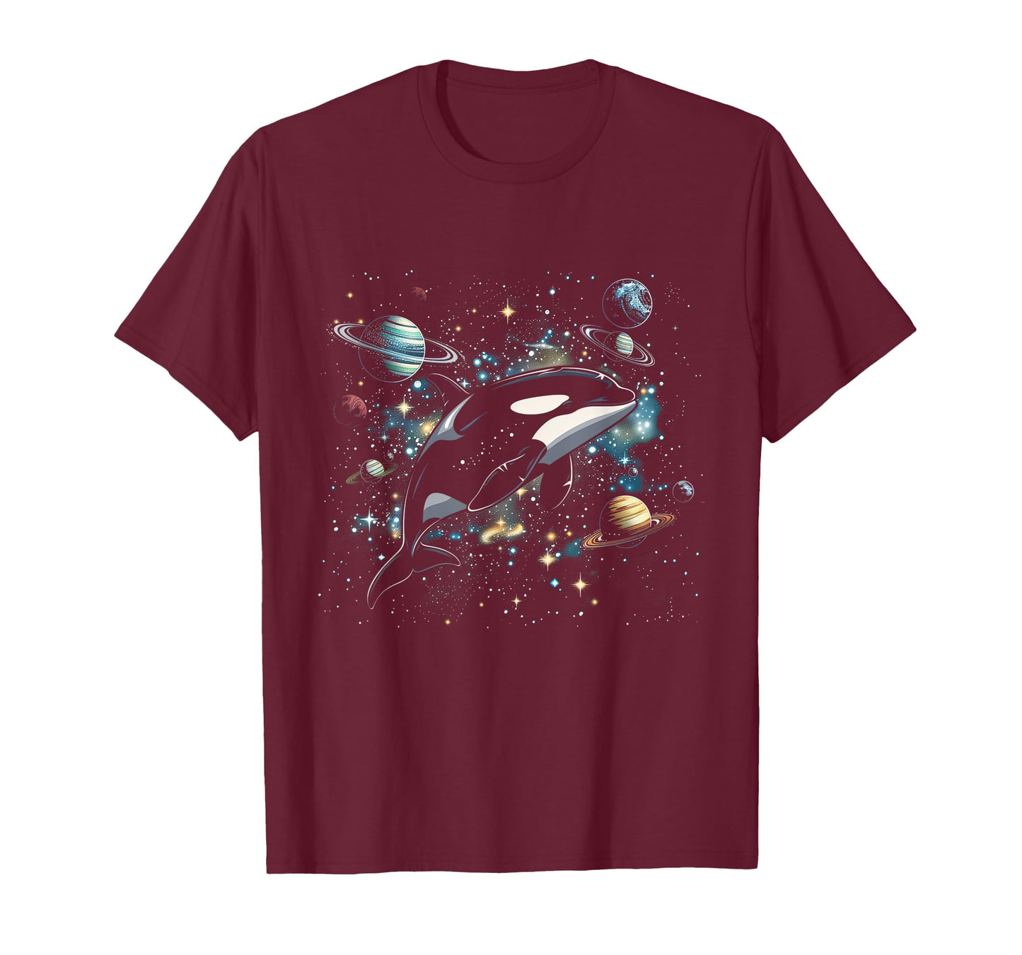 Orca In Space Planets Stars Whale Lover T-Shirt