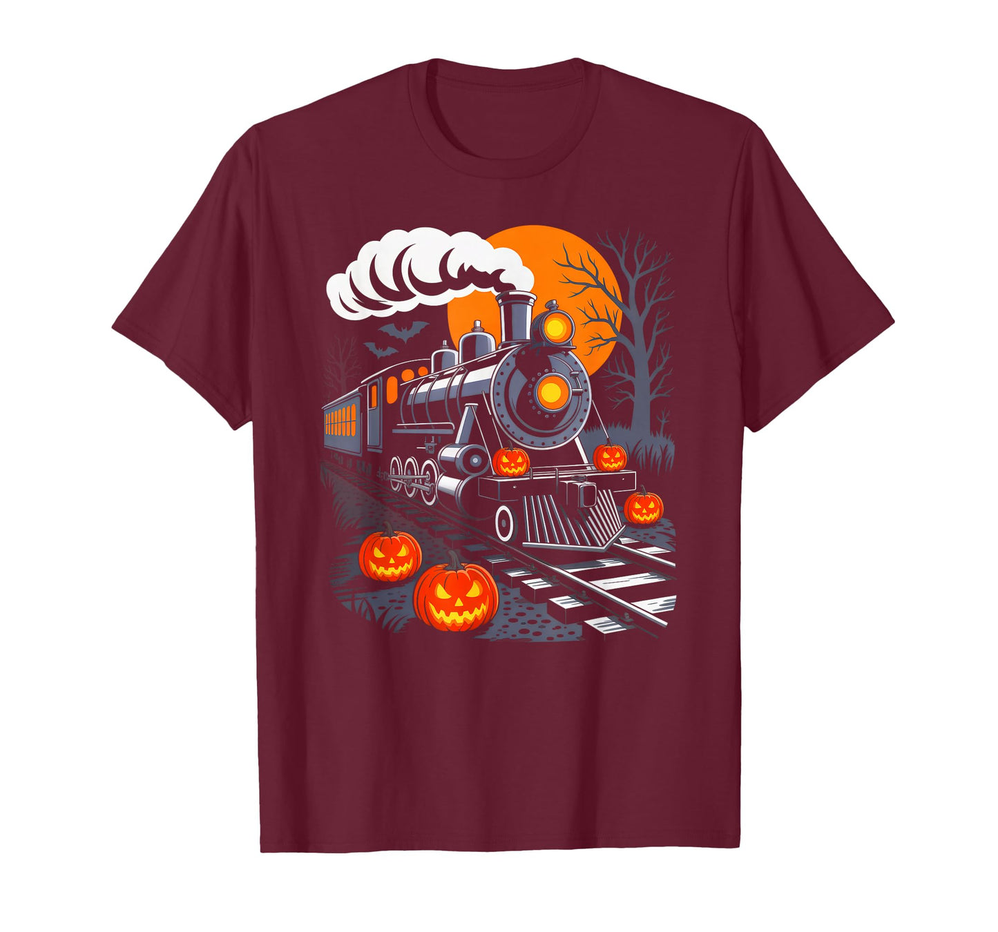 Funny Halloween Train Pumpkin Costume Train Lover Railroad T-Shirt