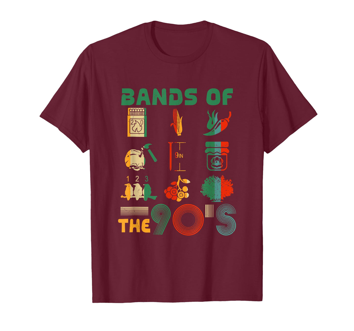Retro Popular Music Bands of the 90s Funny Vintage Rock Band T-Shirt