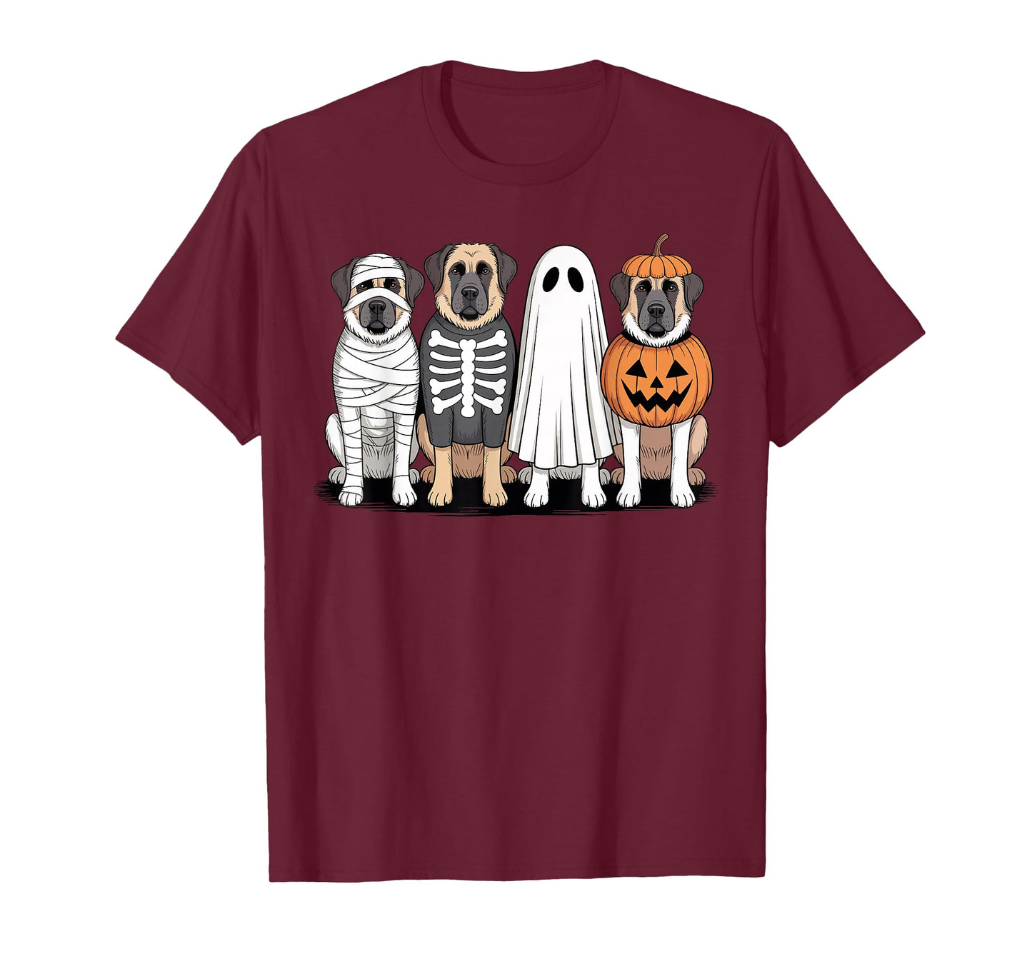 Spooky Ghost Anatolian Shepherd Pumpkin Halloween Skeleton T-Shirt