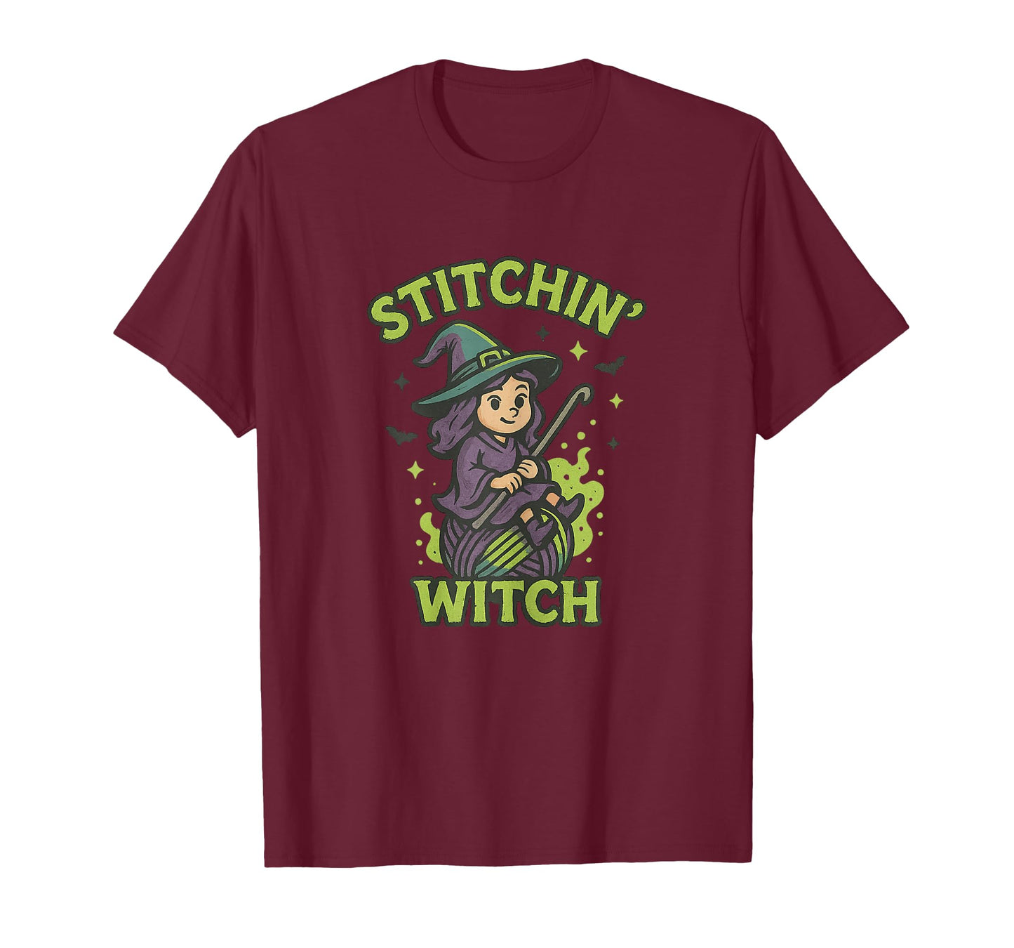 Stitchin’ Witch Halloween Crochet Funny Knitting Yarn T-Shirt