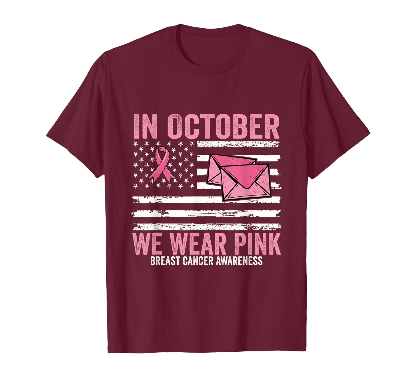 October We Wear Pink Breast Cancer Awareness Postal Worker T-Shirt