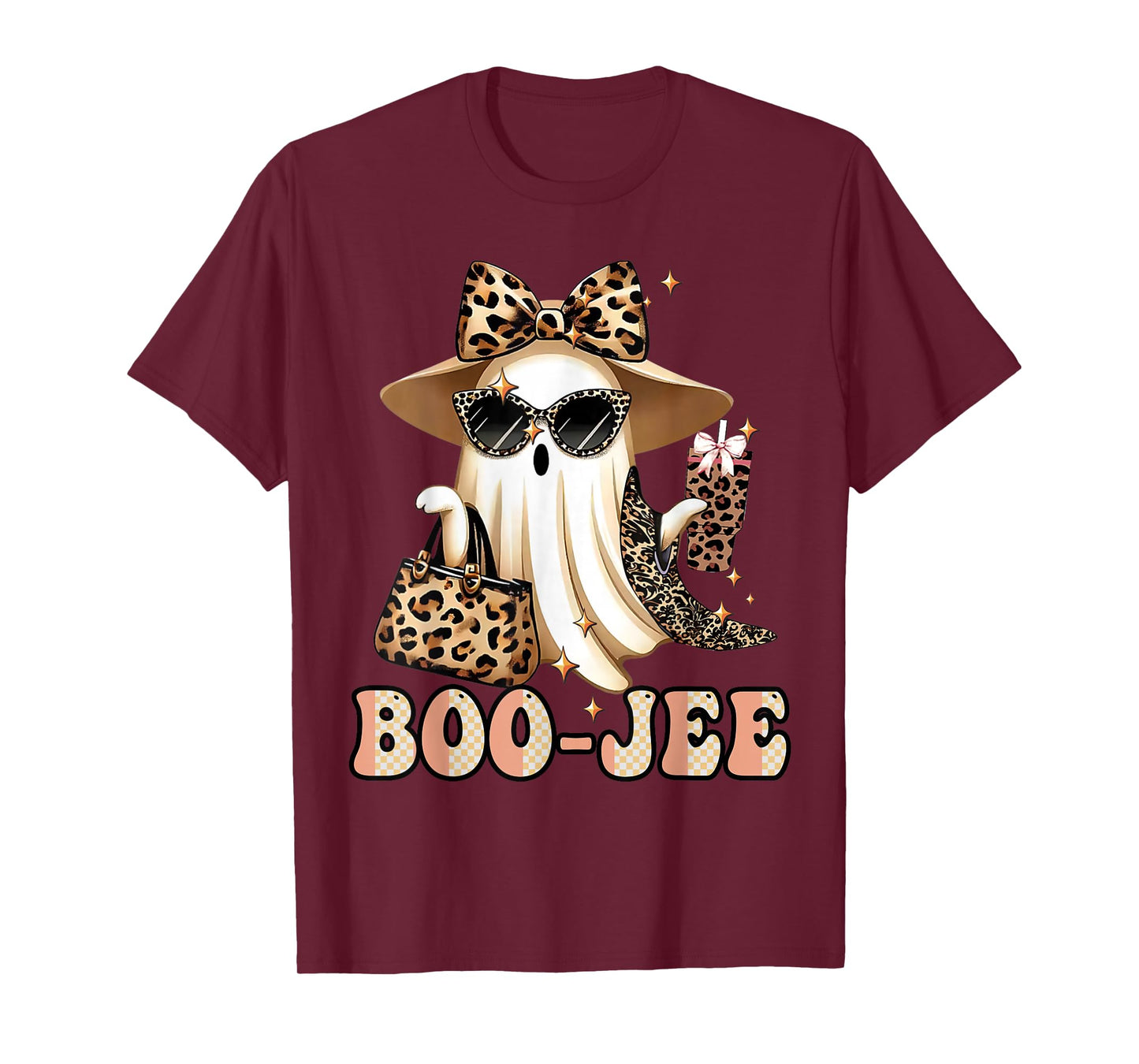 Boo-JEE Ghost Spooky Leopard Boo in Boujee Halloween Costume T-Shirt