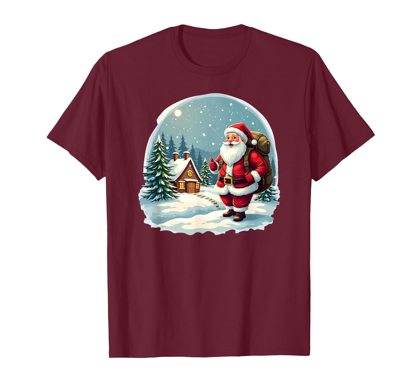 Santa Cabin in Snowy Christmas Night T-Shirt