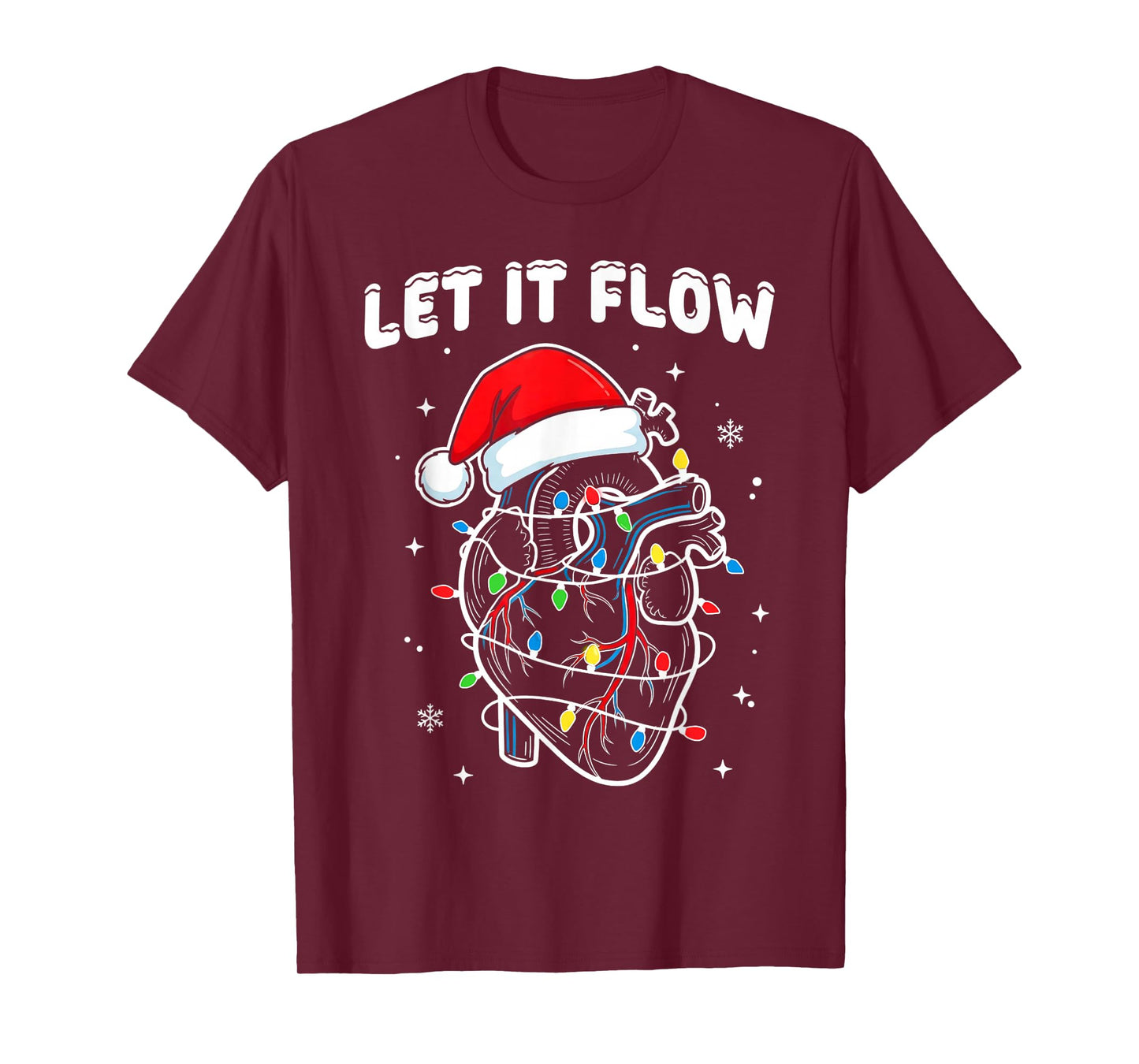 Let It Flow Anatomical Heart Funny Nurse Santa Christmas T-Shirt