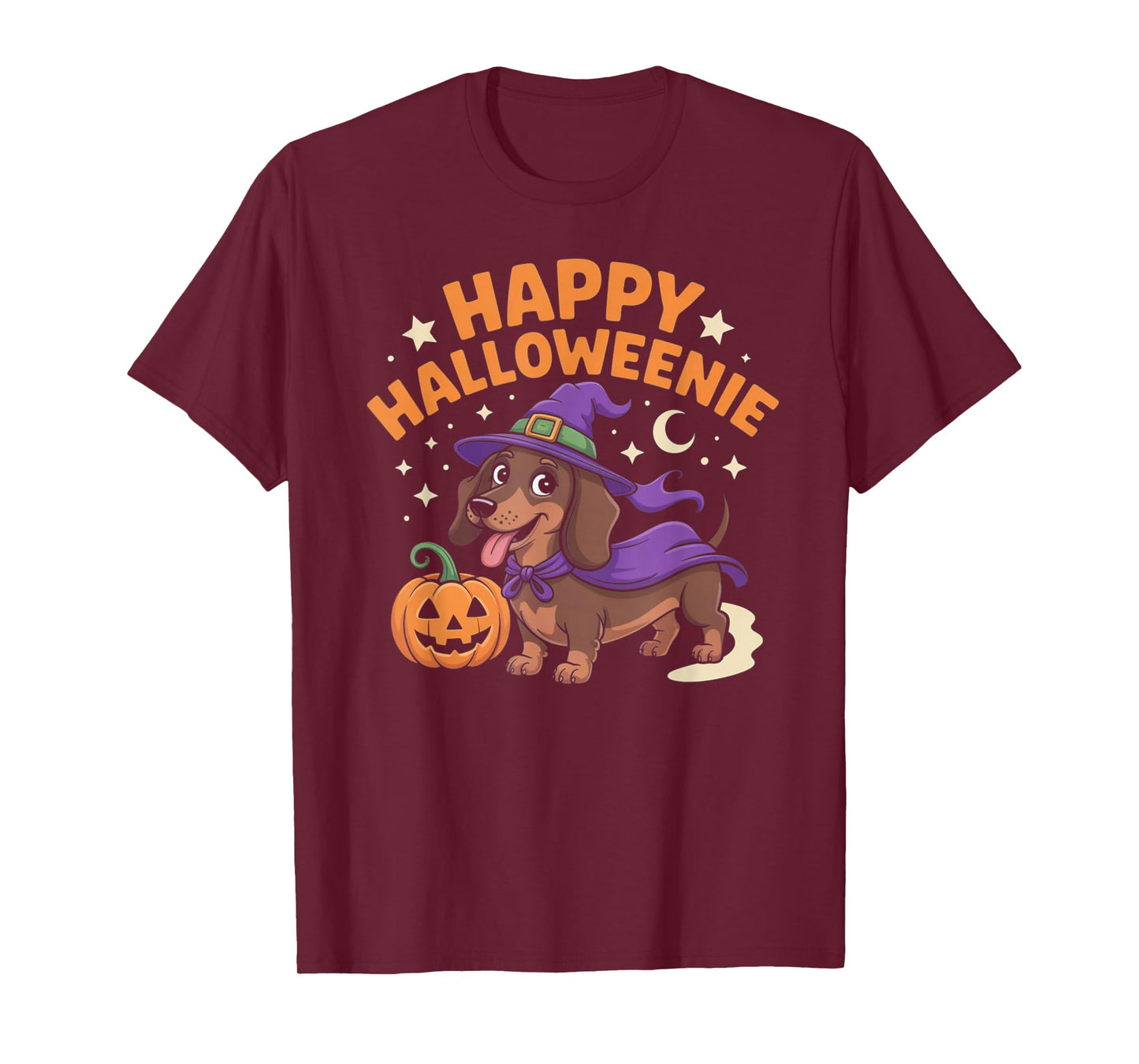 Dachshund Weiner Dog Witch Happy Halloweenie T-Shirt