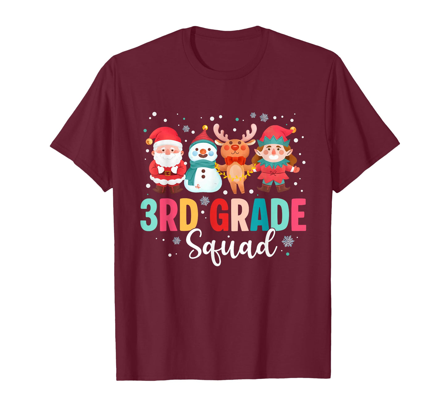 3rd Grade Squad Christmas Teacher Santa Reindeer Snowman T-Shirt