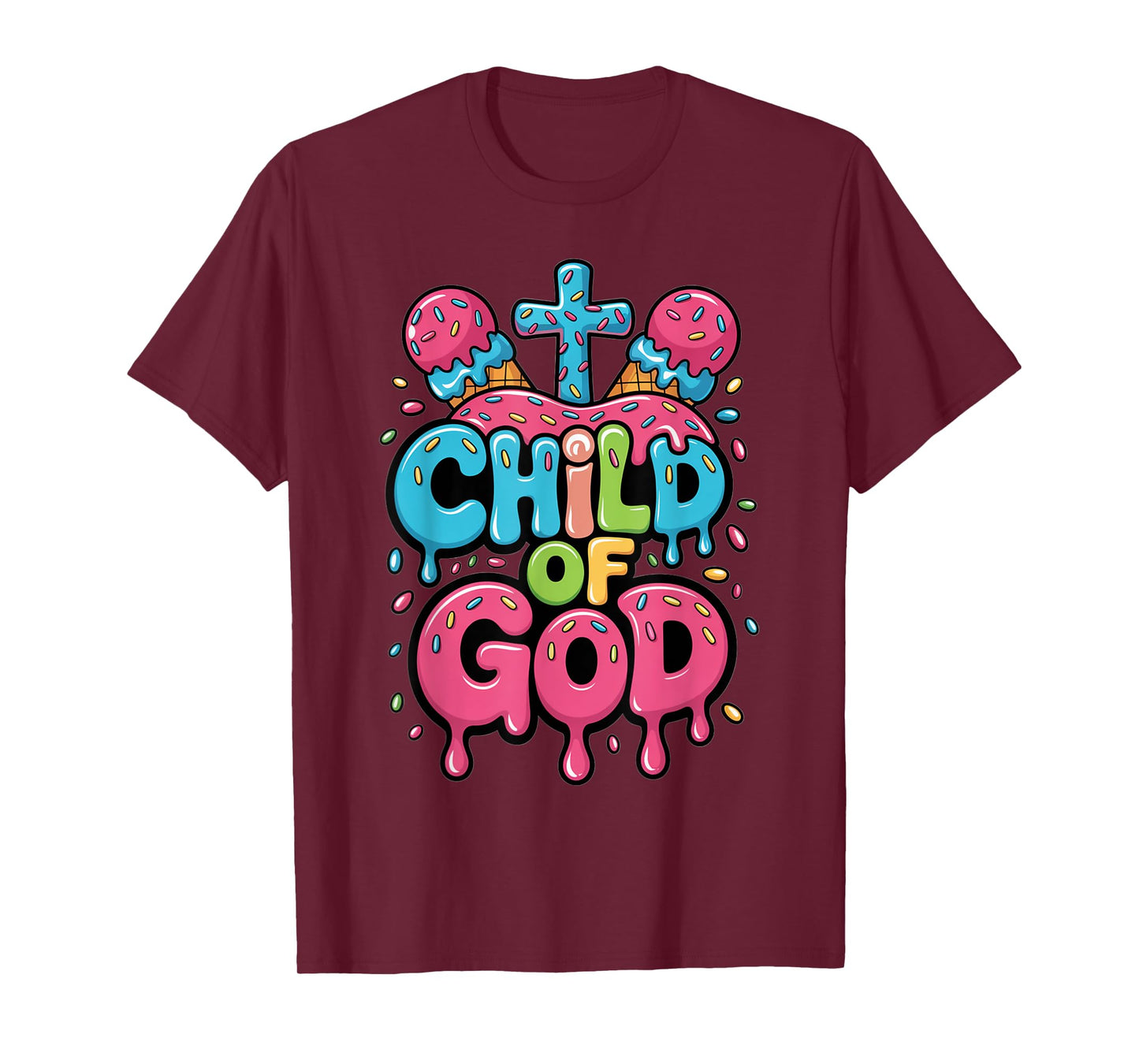 Child of God Ice Cream Christian Drip Kids Jesus Youth Boys T-Shirt