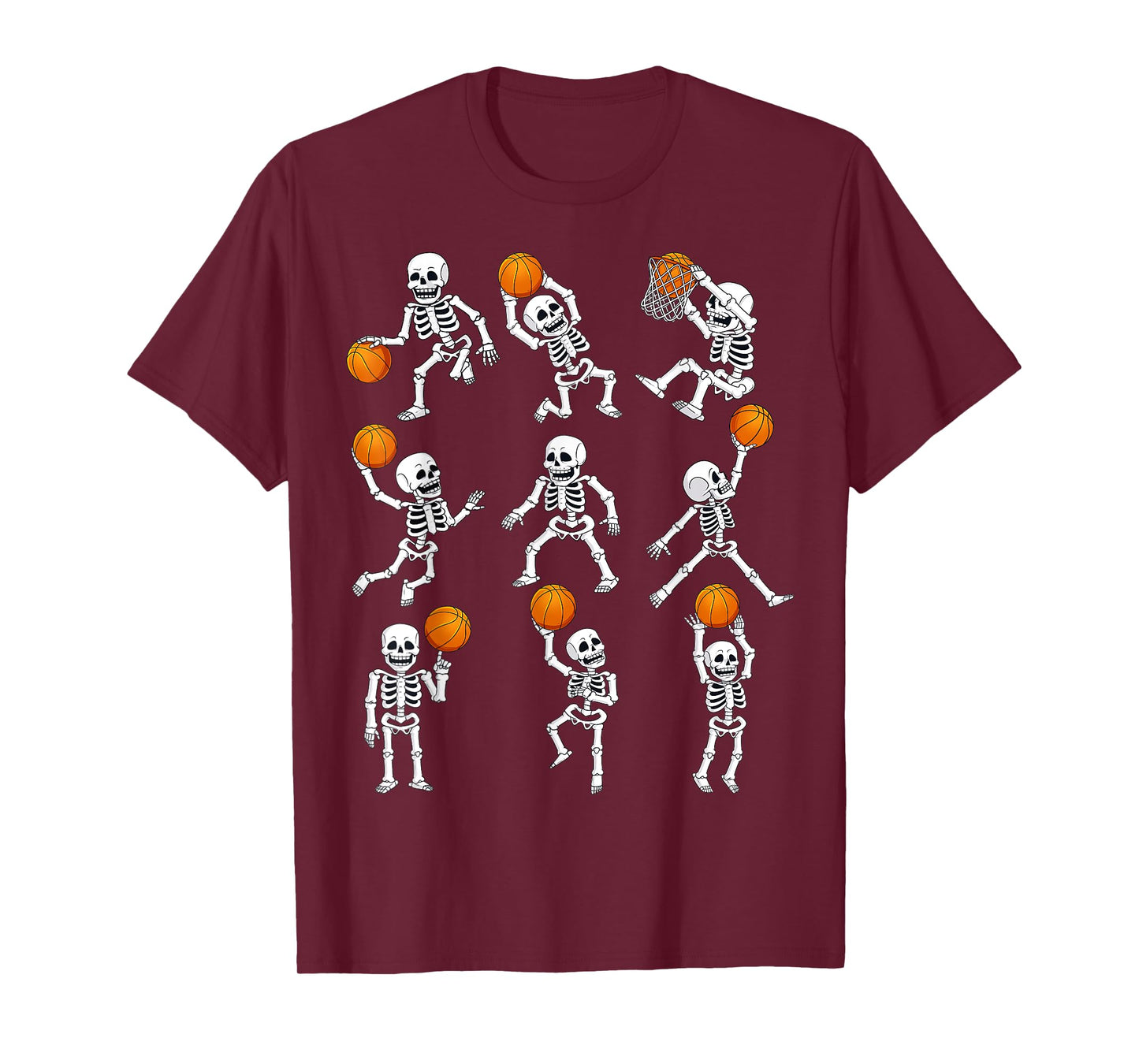 Halloween Basketball Skeletons Dunking Dribble Boys Kids T-Shirt