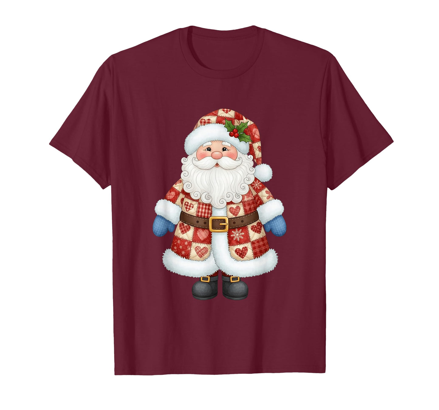 Jolly Santa Claus Christmas Patchwork Coat T-Shirt