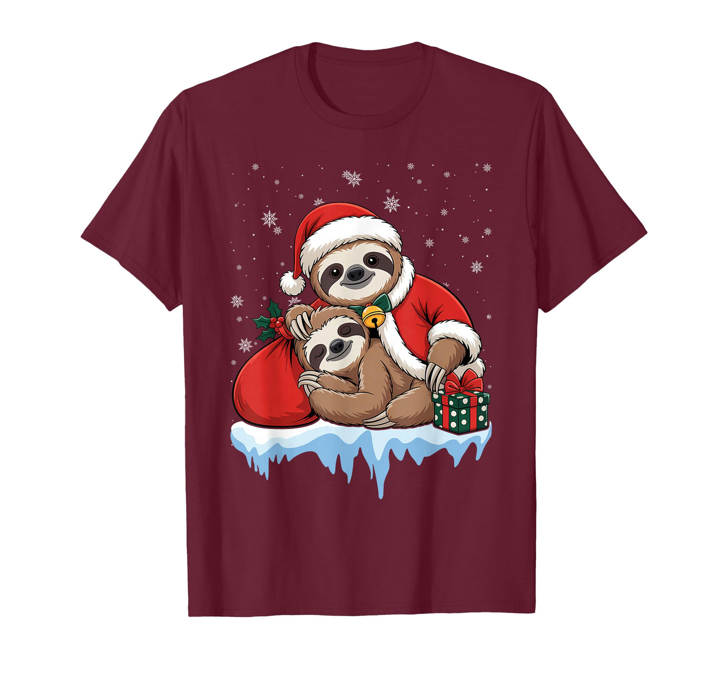 Sloth Santa Hat Christmas Pajama Cute Animal X-Mas Presents T-Shirt
