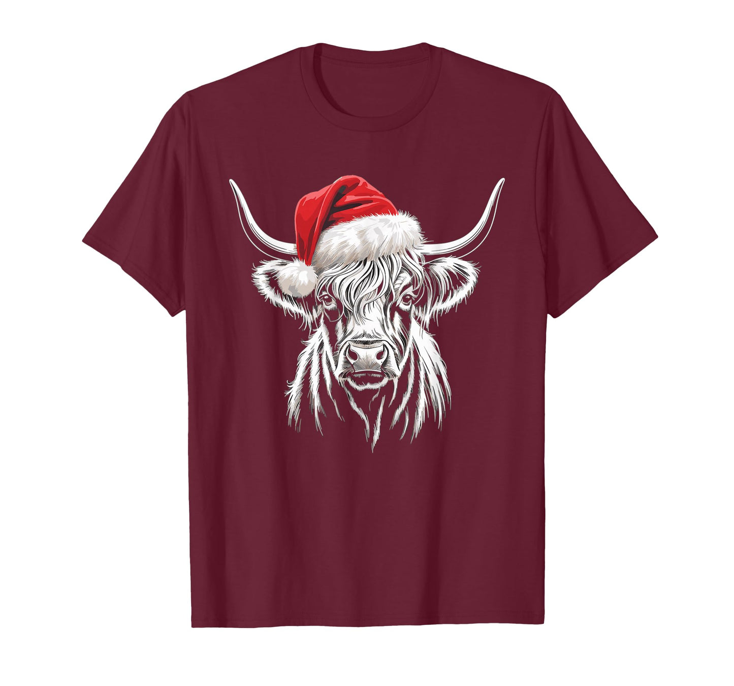 Highland Cow Santa Hat Christmas Highland Cattle Xmas T-Shirt