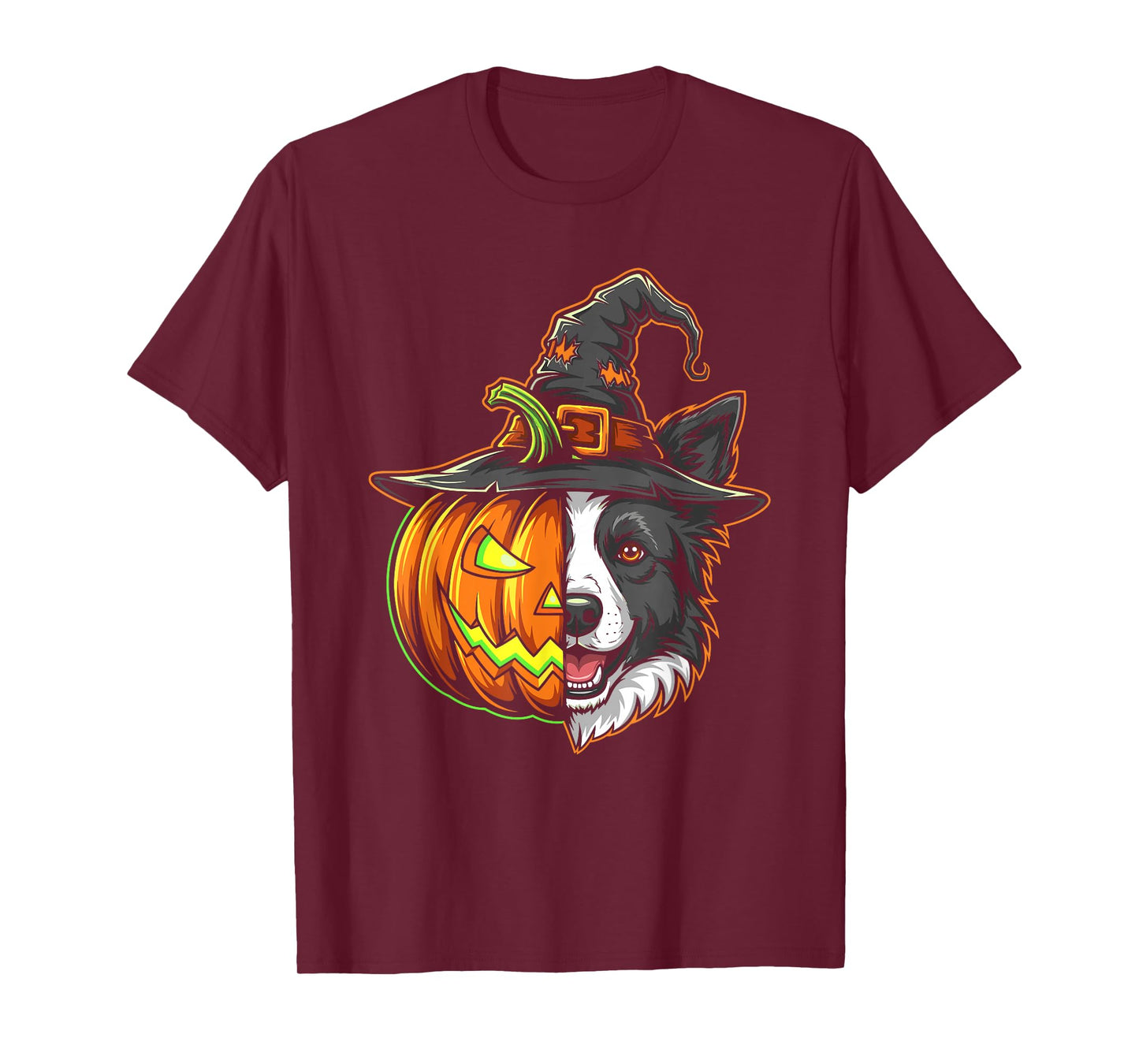 Border Collie Pumpkin Jack O Lantern Halloween Mens Womens T-Shirt