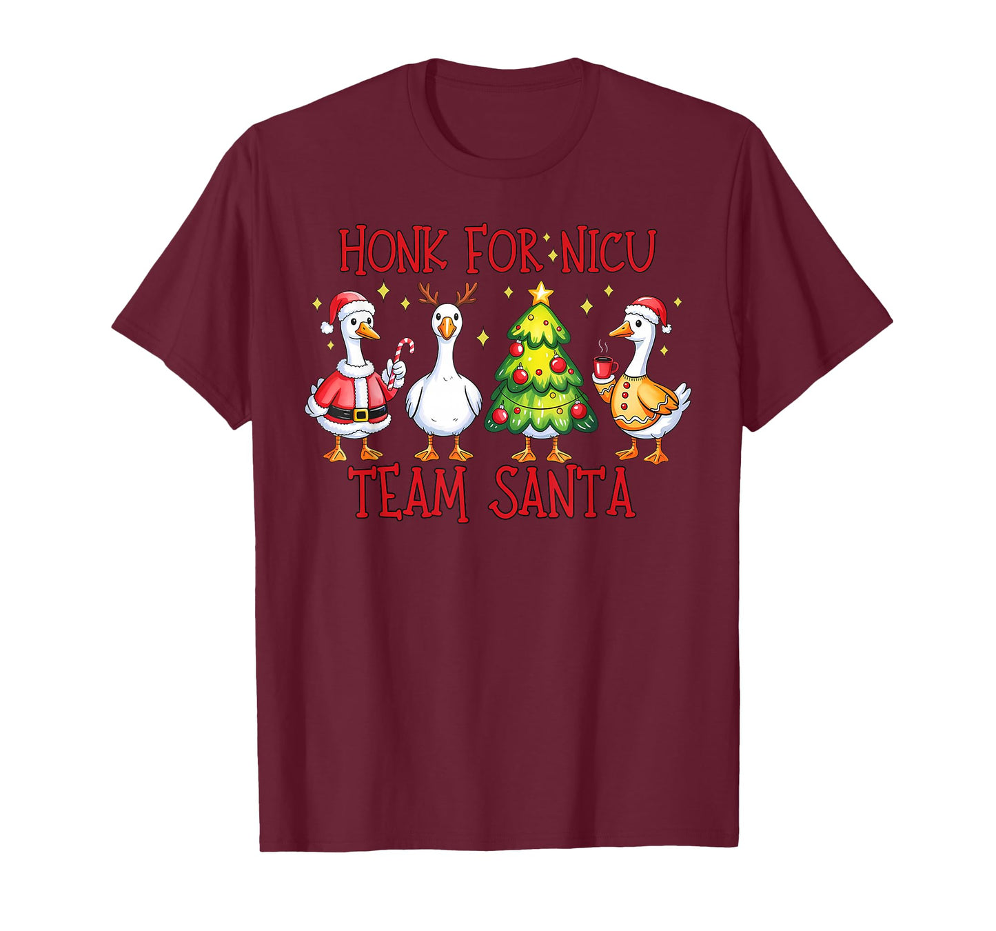Honk for NICU Team Santa Christmas Silly Goose Group Nurse T-Shirt
