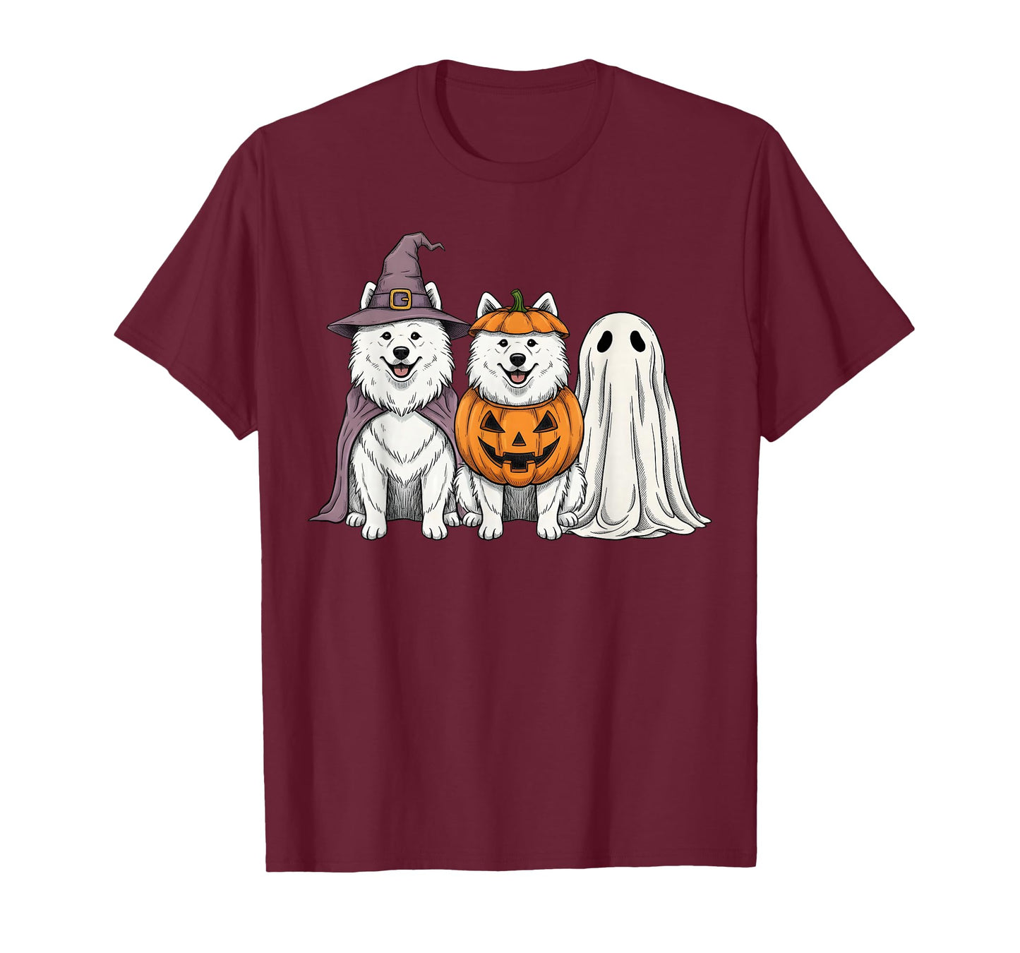 Spooky Ghost Samoyed Pumpkin Halloween Dog Lover T-Shirt
