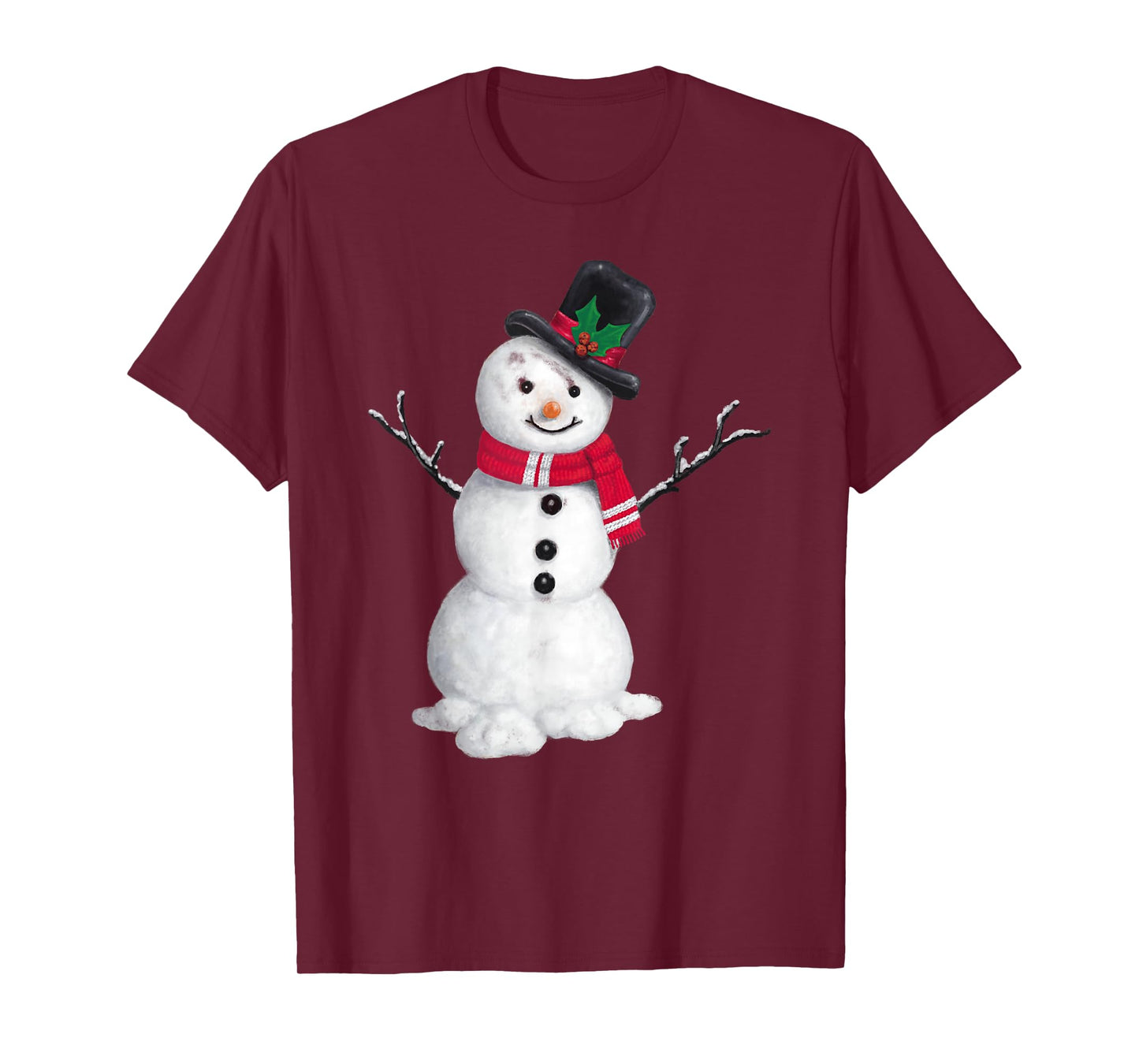 Classic Snowman Top Hat Red Scarf Christmas T-Shirt