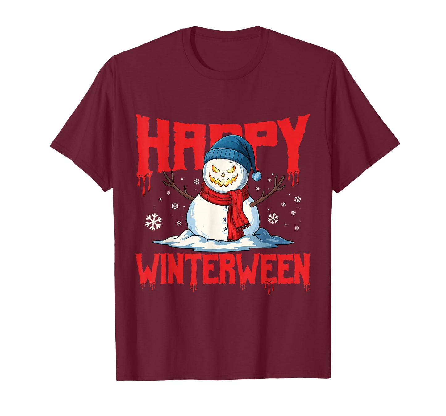 Happy Winterween Winter Halloween Christmas Scary Snow Man T-Shirt