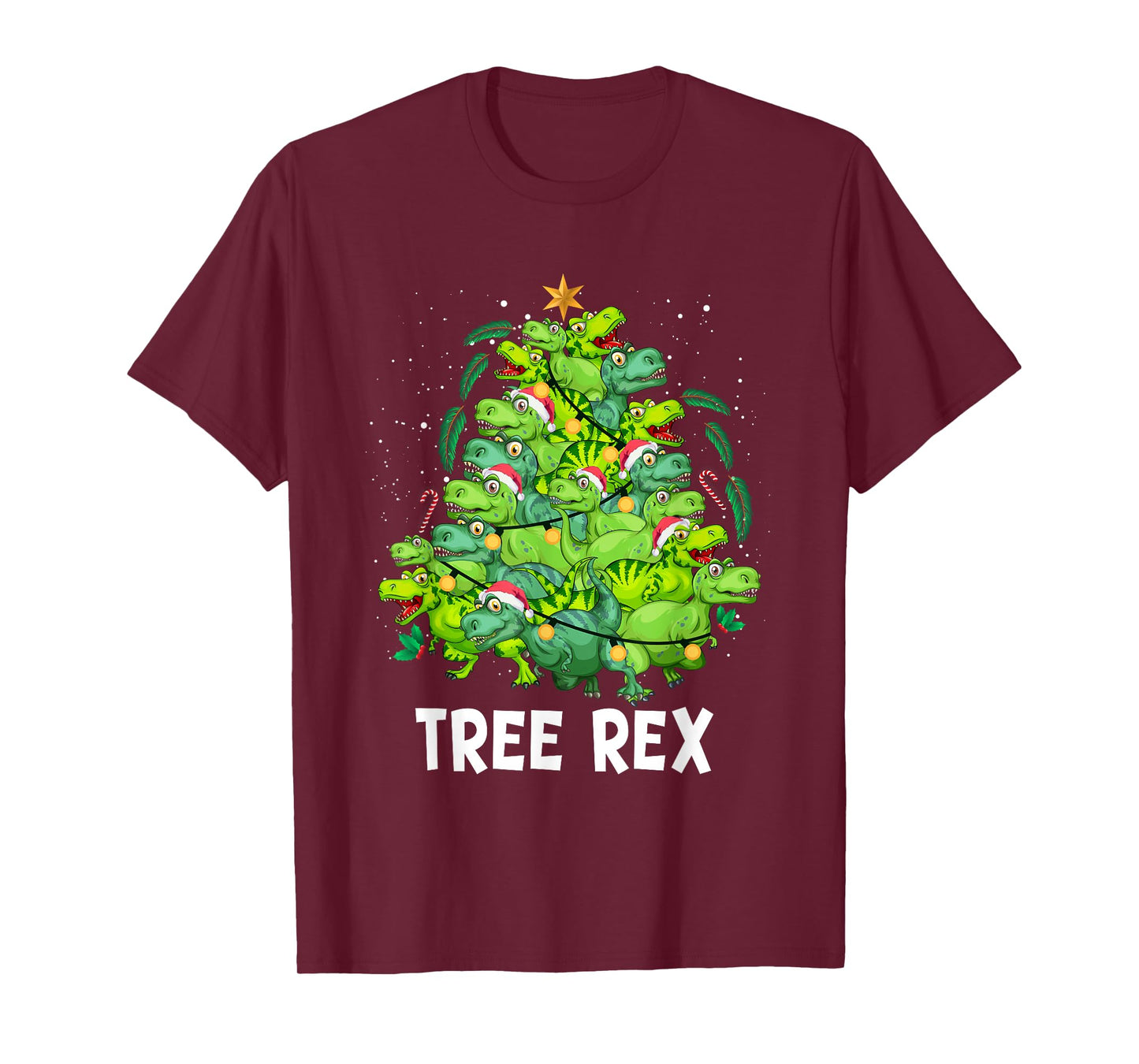 Christmas Dinosaur Tree Rex Funny Xmas Santa Men Boys Kids T-Shirt