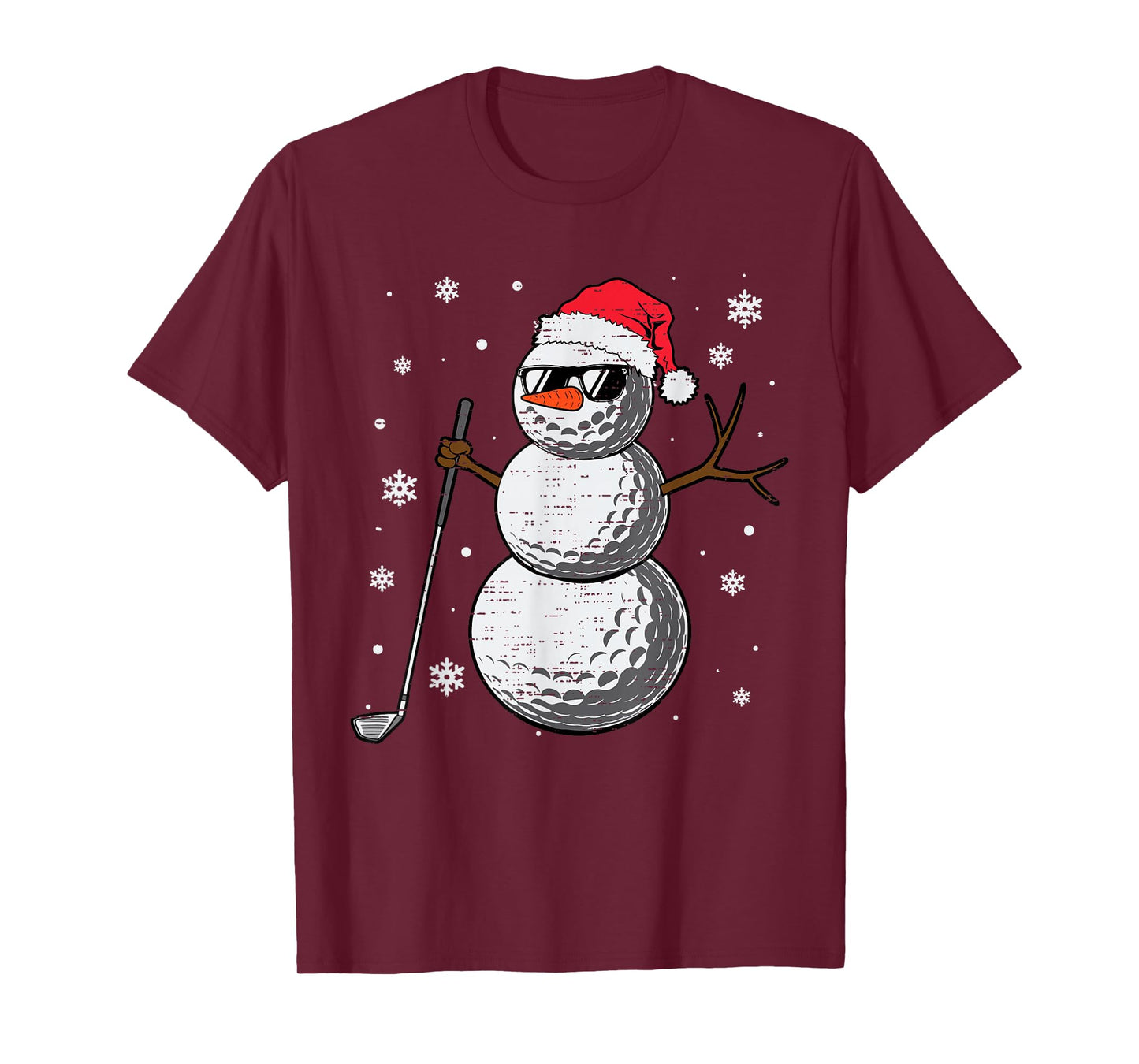 Christmas Golf Snowman Hat Santa Xmas Golfer Mens Boy Kids T-Shirt