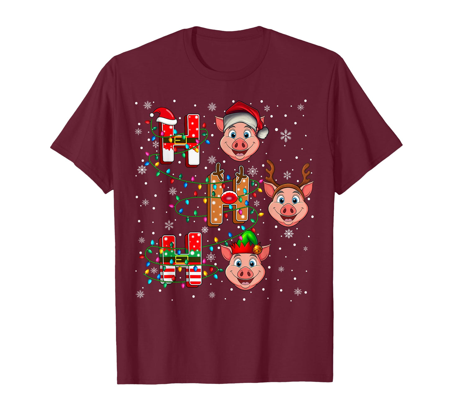 Ho Ho Ho Santa Reindeer Hat Elf Pig Animal Christmas T-Shirt