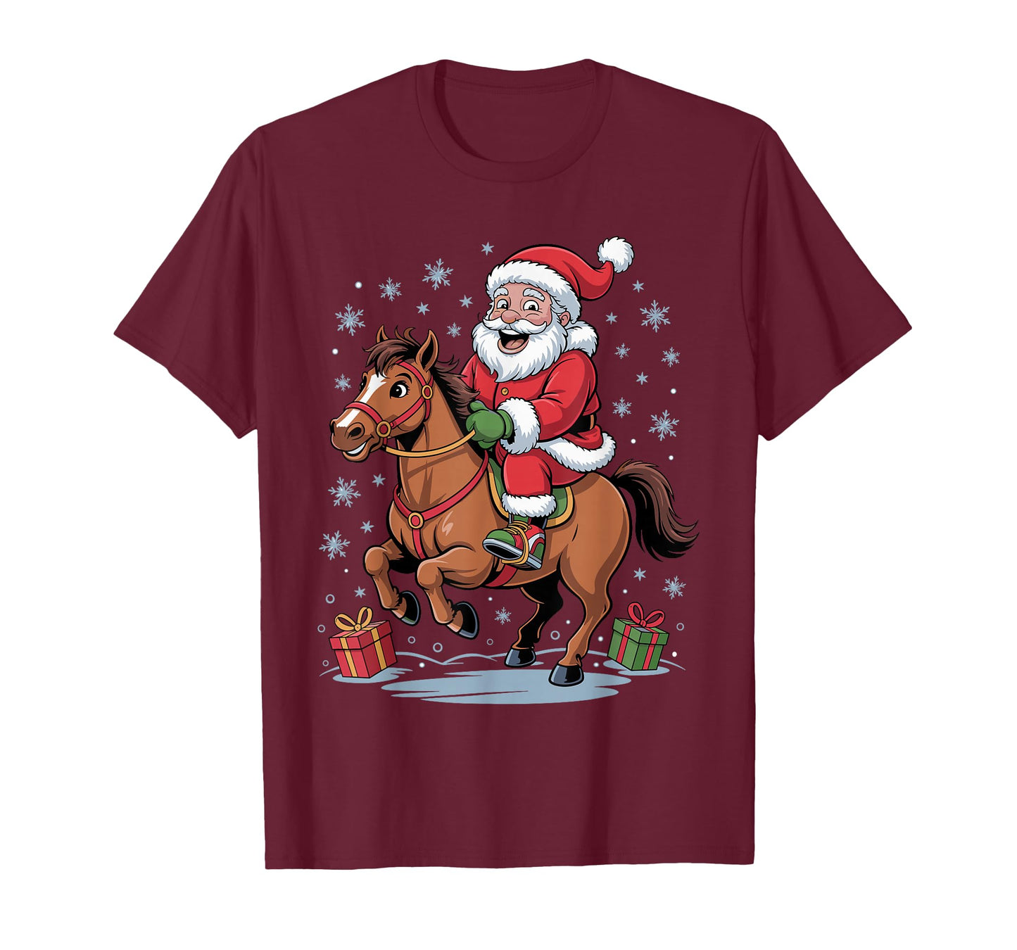 Funny Santa Riding Horse Equestrian Christmas Xmas Pajama T-Shirt
