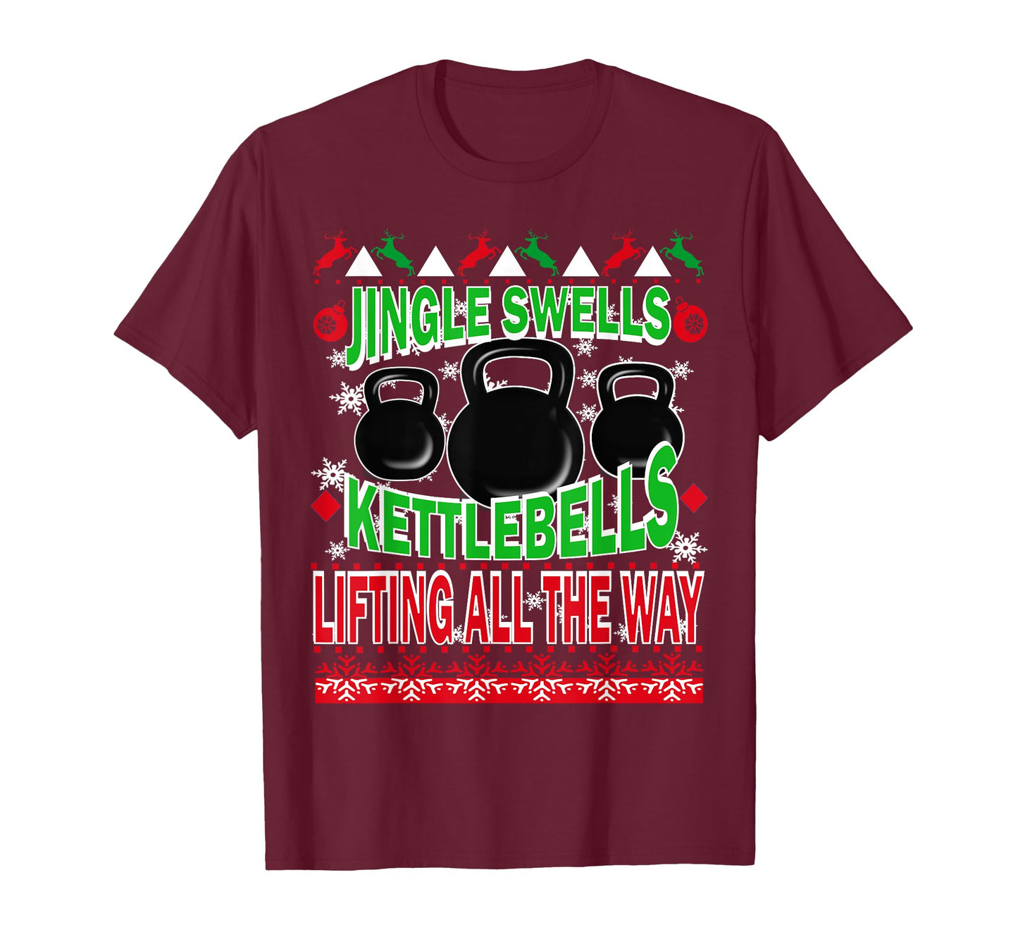 Ugly Christmas Gym Kettlebell Weightlifting Fitness Gift T-Shirt