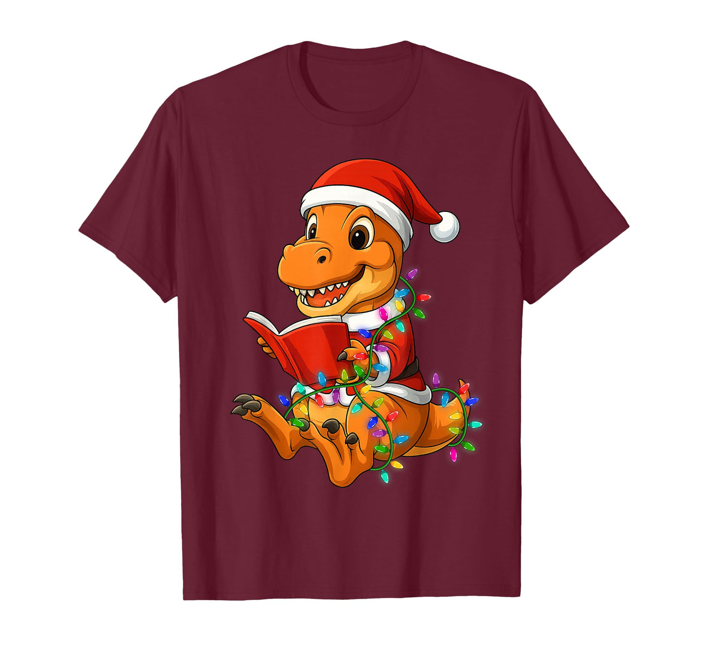 Christmas Dinosaur Kids Books Library Reading Women Teachers T-Shirt