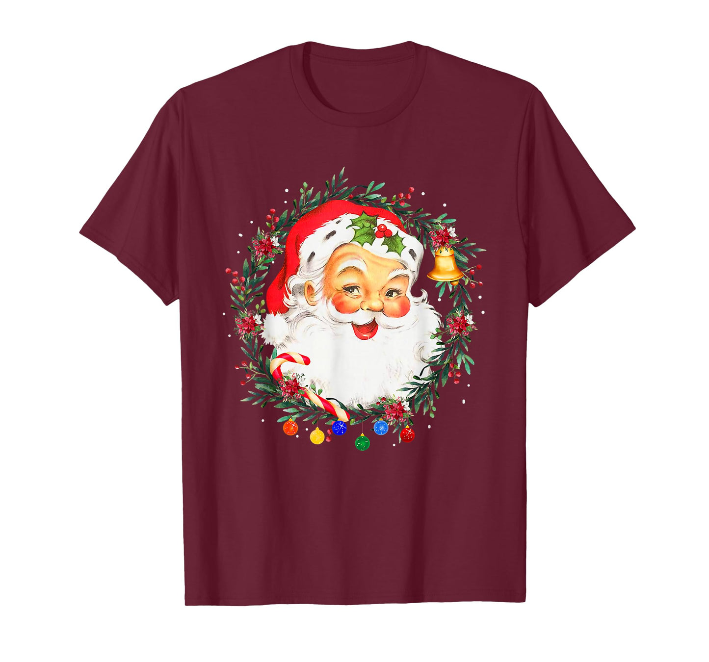 Merry Christmas Santa Claus Pink Afro African American Xmas T-Shirt