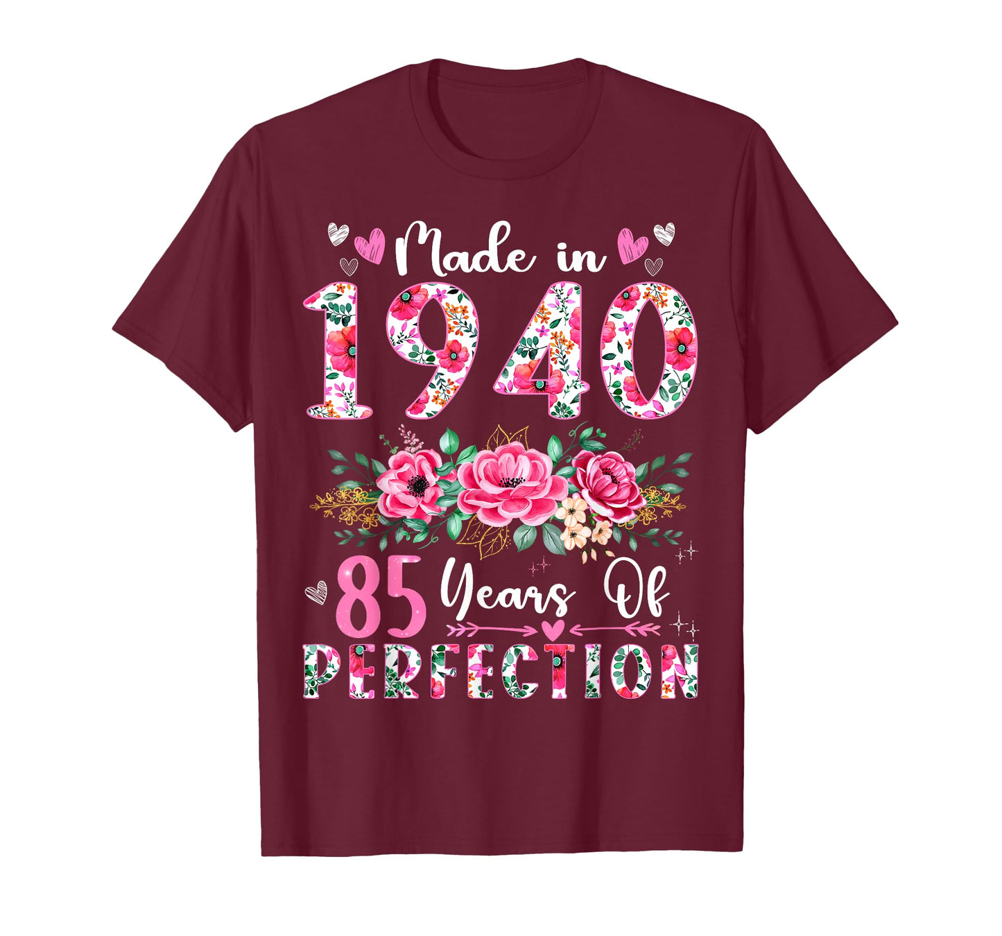 85 Year Old Made In 1940 Floral 85th Birthday Women T-Shirt
