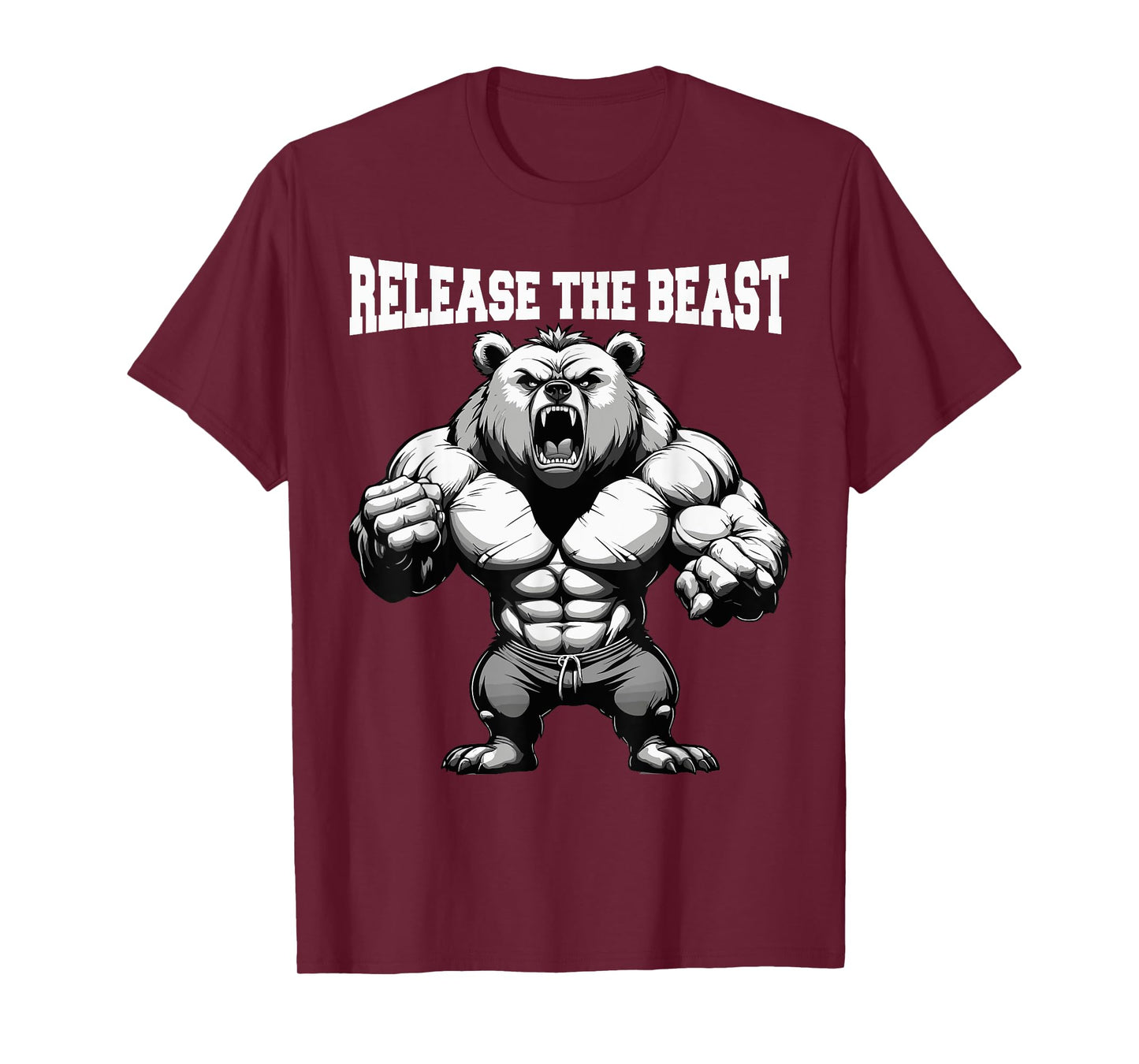 Release The Beast Bodybuilder Grizzly Bear Weightlifter T-Shirt