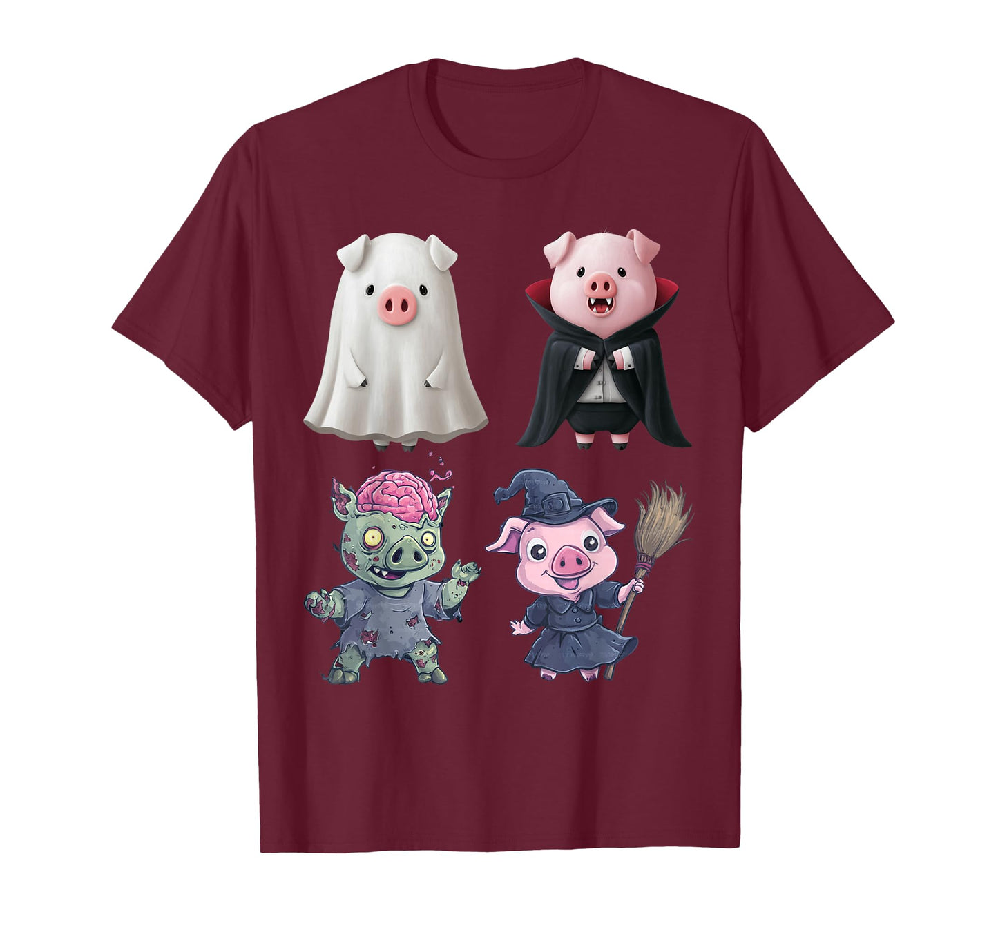 Pig Spooky Witch Boo Zombie Cute T-Shirt