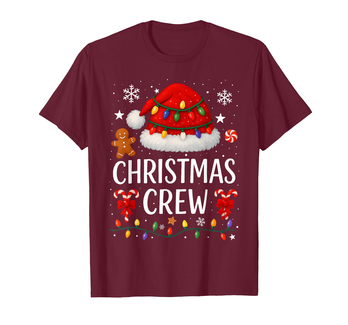 Christmas Crew Family Matching Pajamas Xmas Lights Holiday T-Shirt