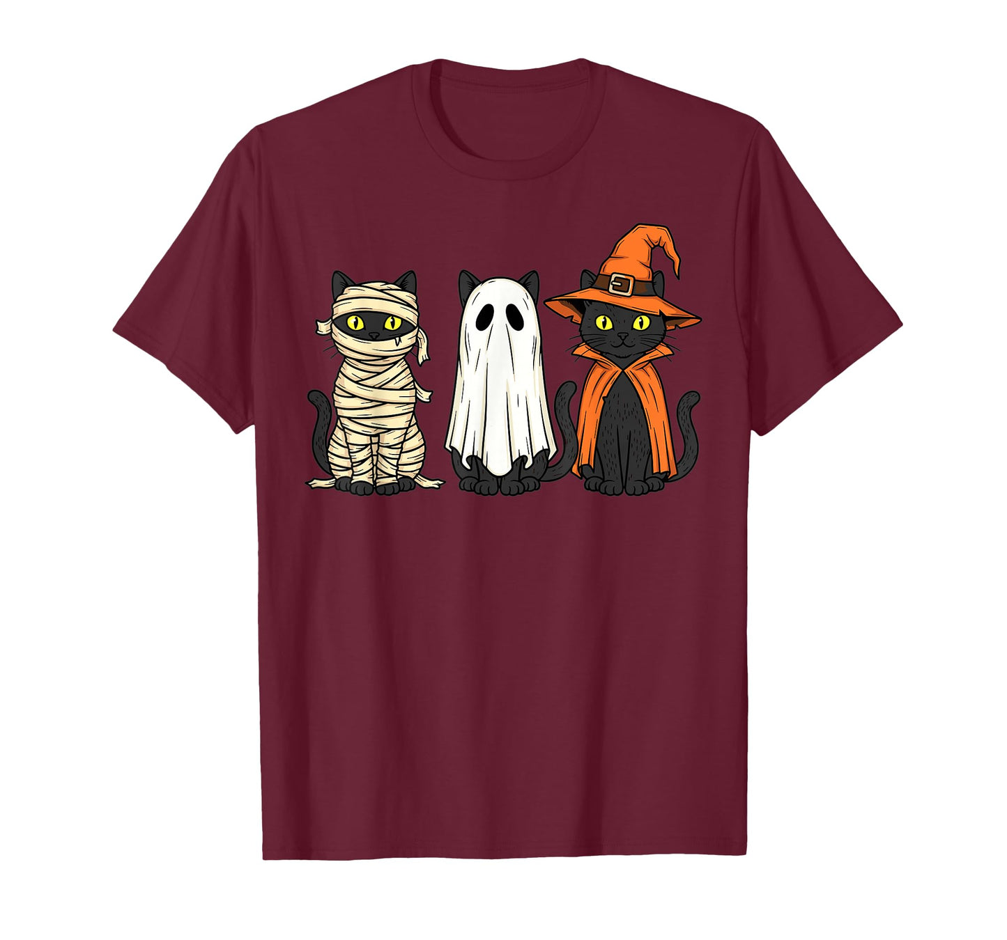 Halloween Black Cats Witch Ghost Mummy Cute Costume Art T-Shirt