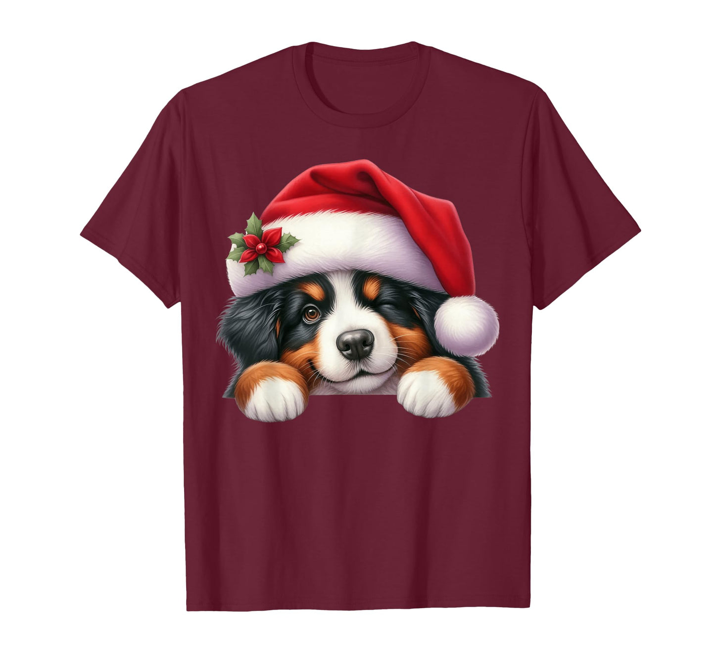 Bernese Mountain Dog Dog Christmas Santa Hat Dog Mom Dad T-Shirt
