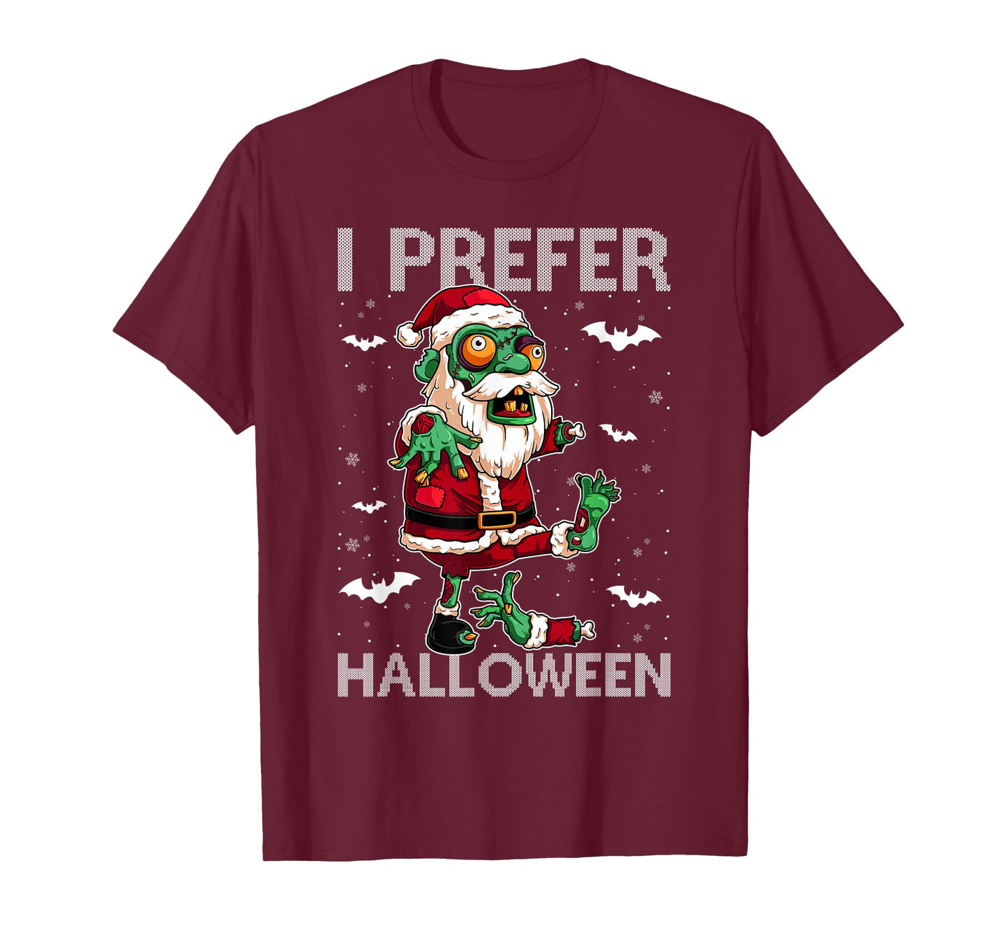 Funny I Prefer Halloween Santa Zombie Ugly Christmas Sweater T-Shirt