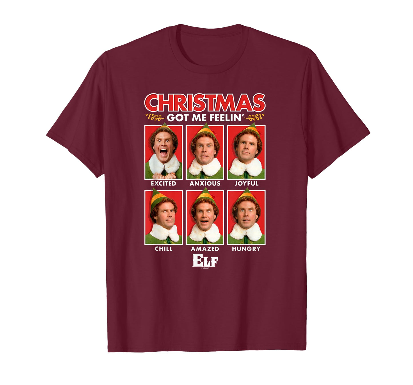 Elf Christmas Got Me Feelin' Buddy's Funny Emotions Chart T-Shirt